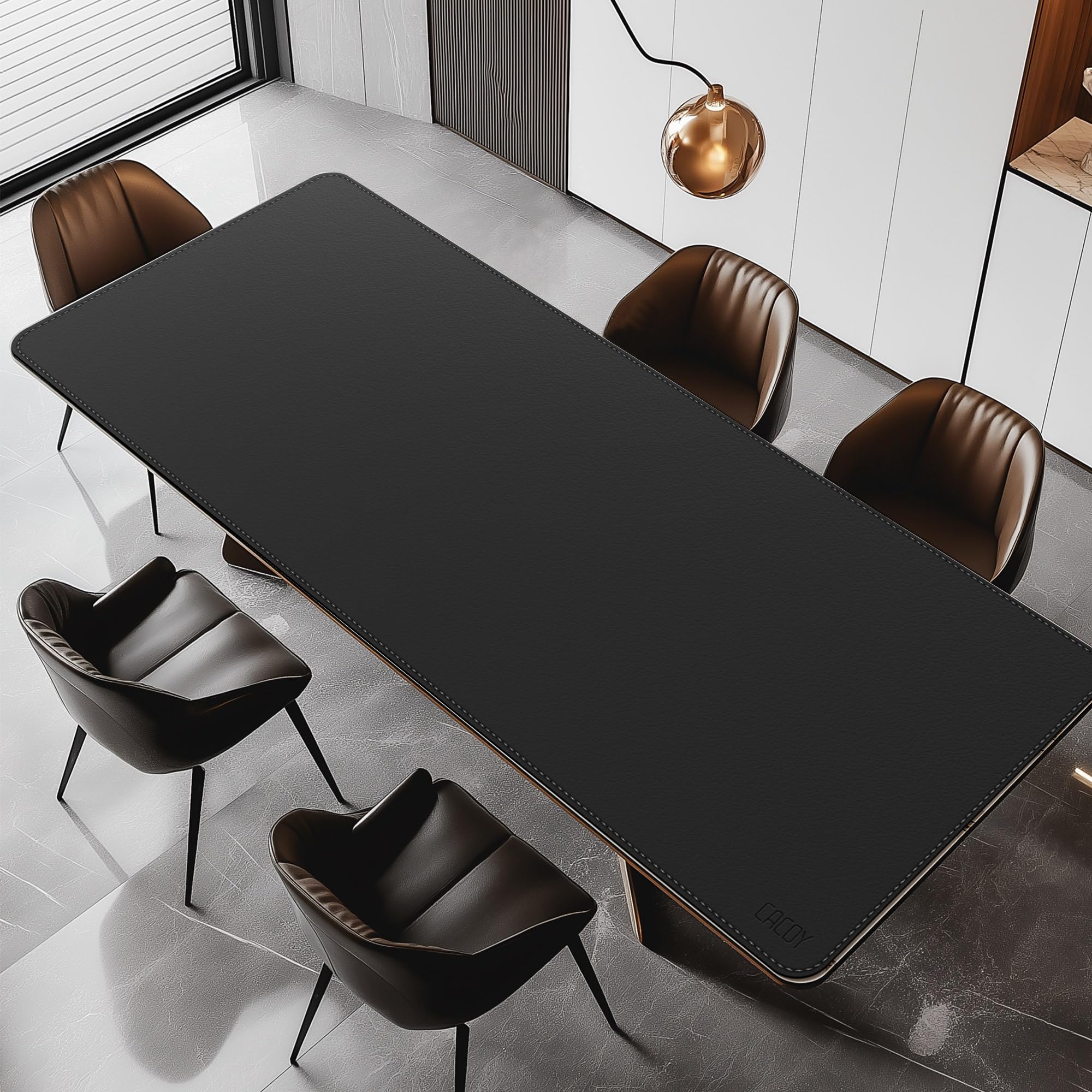 Cacoy 180x80 cm Alfombrilla de escritorio de cuero, Extendida Alfombrilla de ratón de cuero PU, Alfombrilla de escritorio para Portátil, Alfombrilla protectora de mesa (Negro)