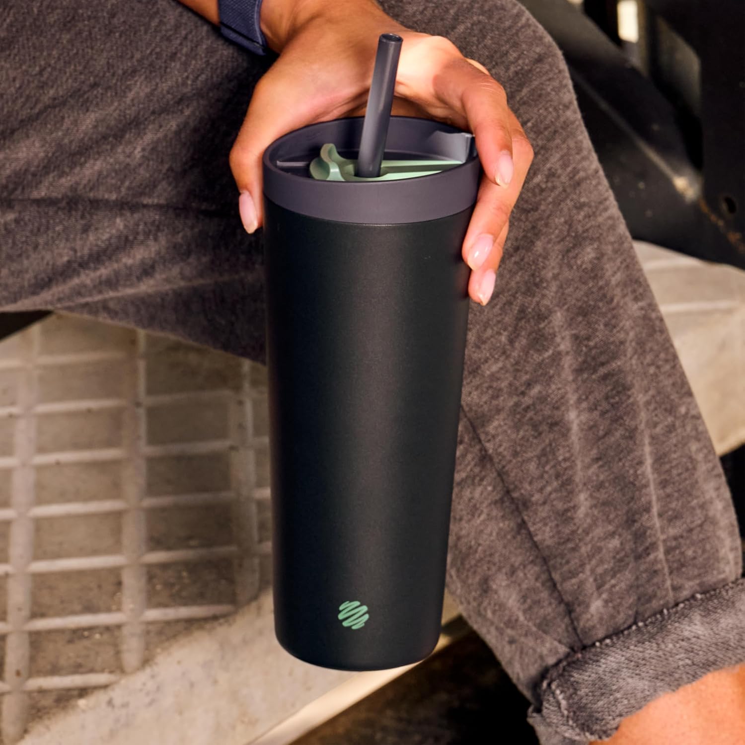 BlenderBottle 2-in-1 Insulated Stainless Steel Shaker Tumbler, Swig Leakproof Lid, Straw, BlenderBall, BPA Free, For Protein Shakes, Smoothies, And Pre Workout, 24 oz, Blue (Midnight) - Image 5