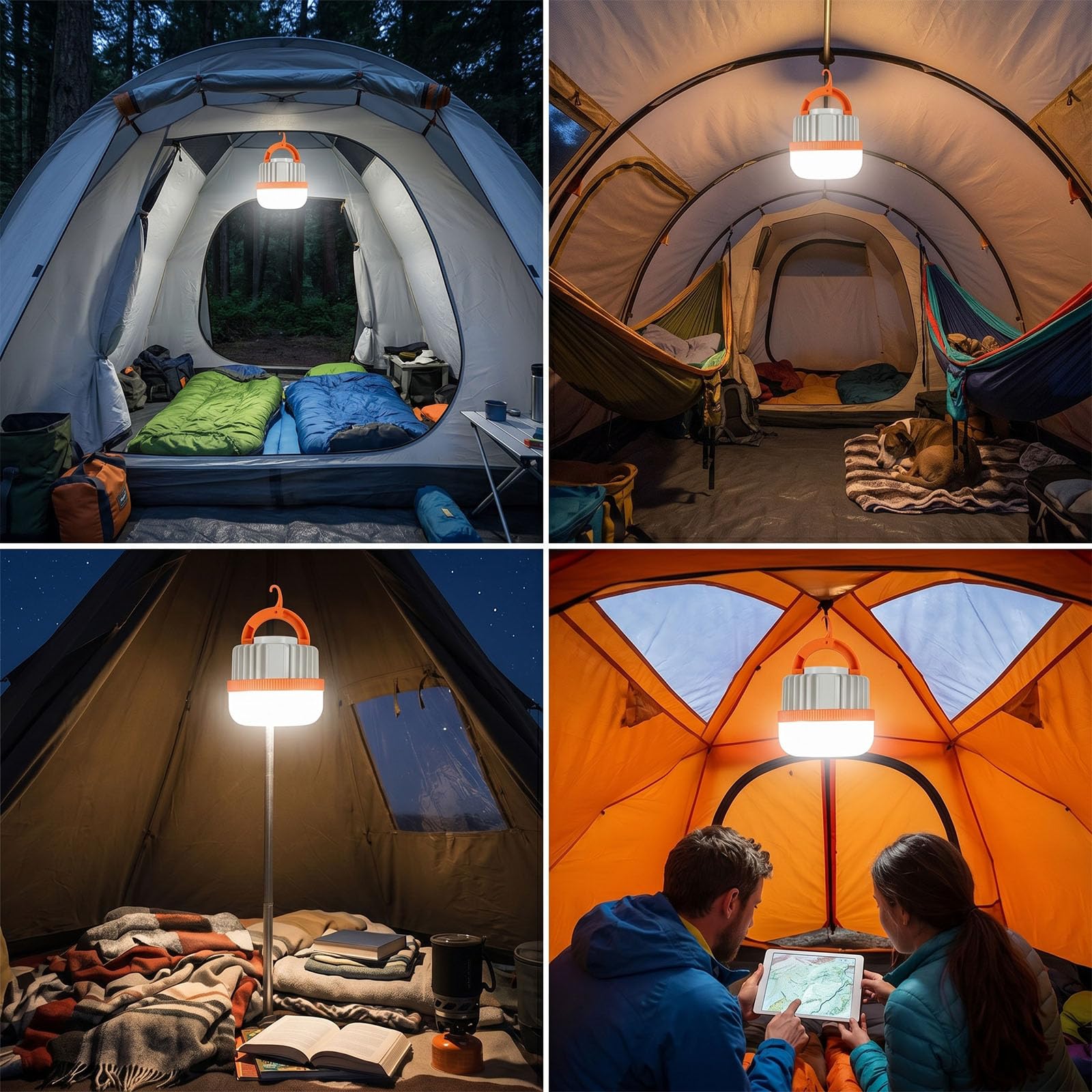LED retrattile Lampada di emergenza IP65 Impermeabile Ricaricabile per Outdoor Campeggio Tenda Inverno 3 Modalità di Illuminazione