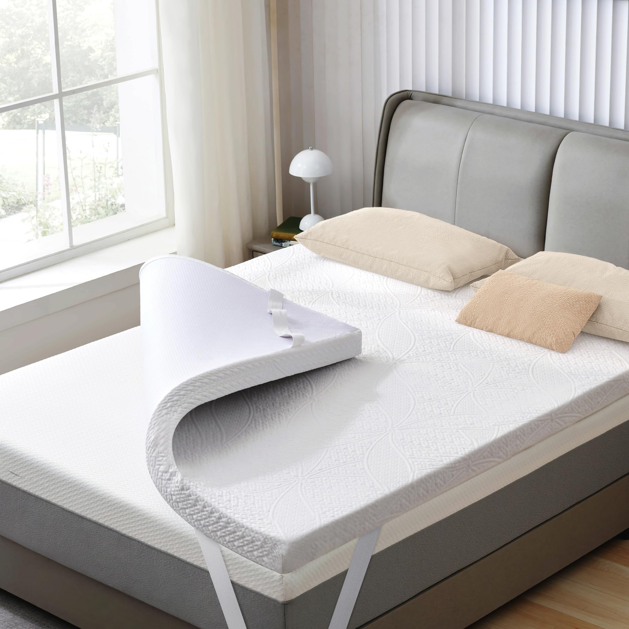 SINWEEK 2 Inch Gel Memory Foam Mattress Topper with Cooling CoveVentilated Soft Mattress Pad, Bed Topper, CertiPUR-US Certified, Full Size, Purple