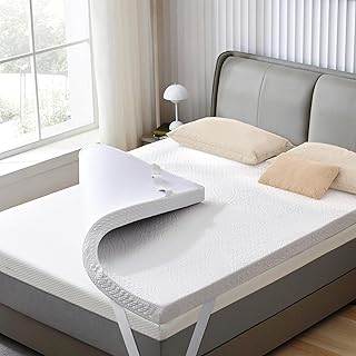 SINWEEK 3 Inch Gel Memory Foam Mattress Topper with Cooling Cover Ventilated Soft Mattress Pad, Bed Topper, CertiPUR-US Ce...