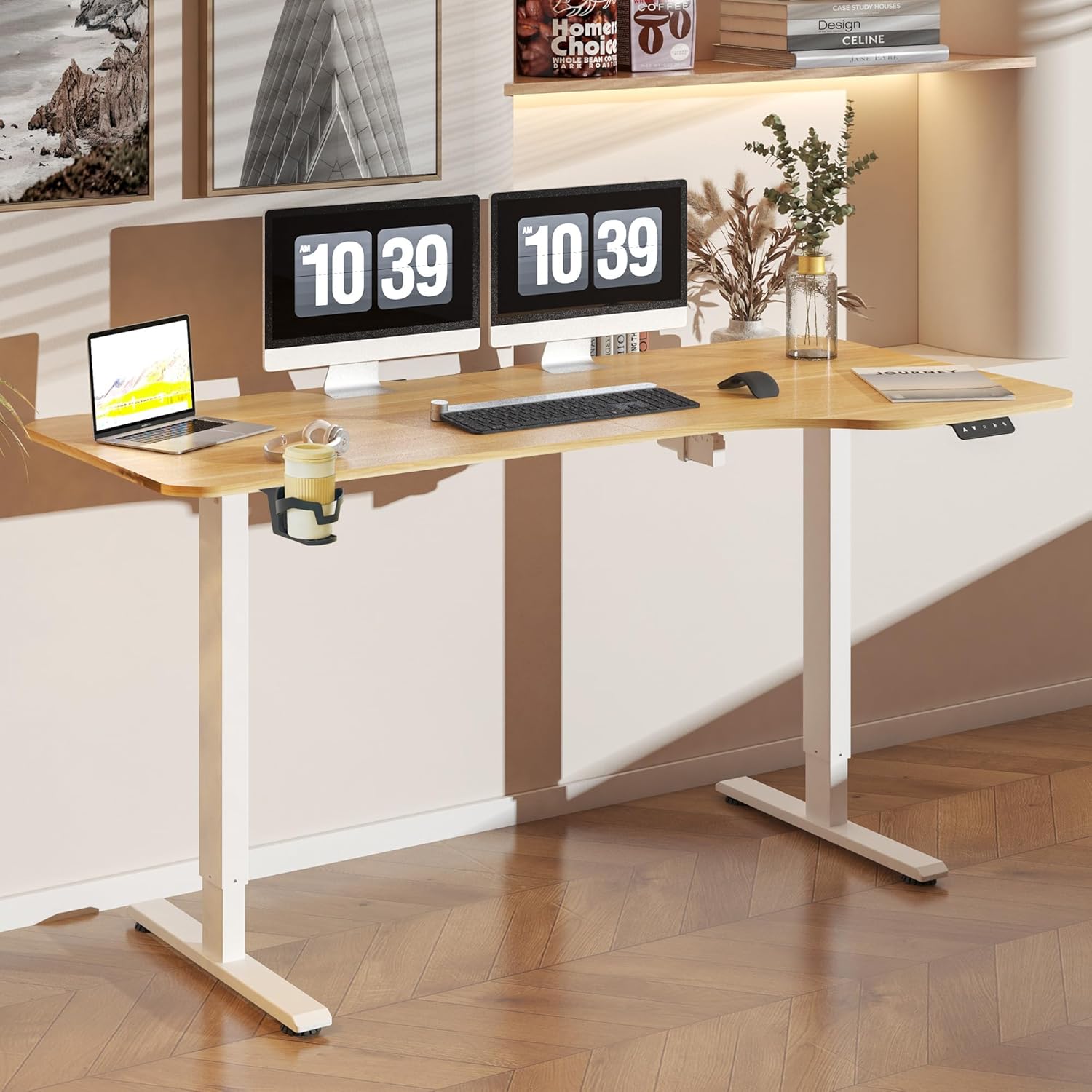 FLEXISPOT Lite Electric Standing Desk assembled in a home office setting
