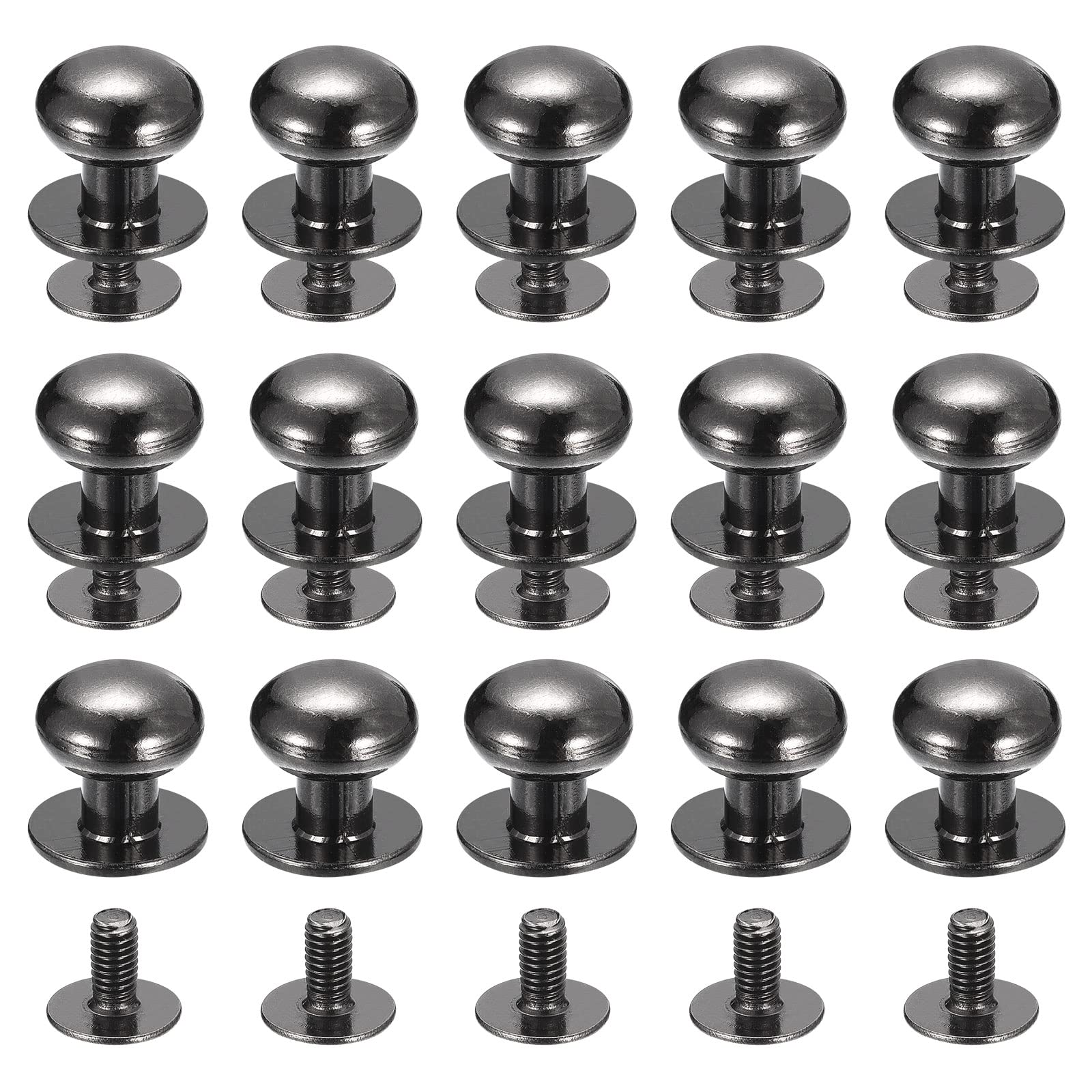 Rivets à tête sphérique vis arrière clous pour cuir sac ceinture noir métallique uxcell x15