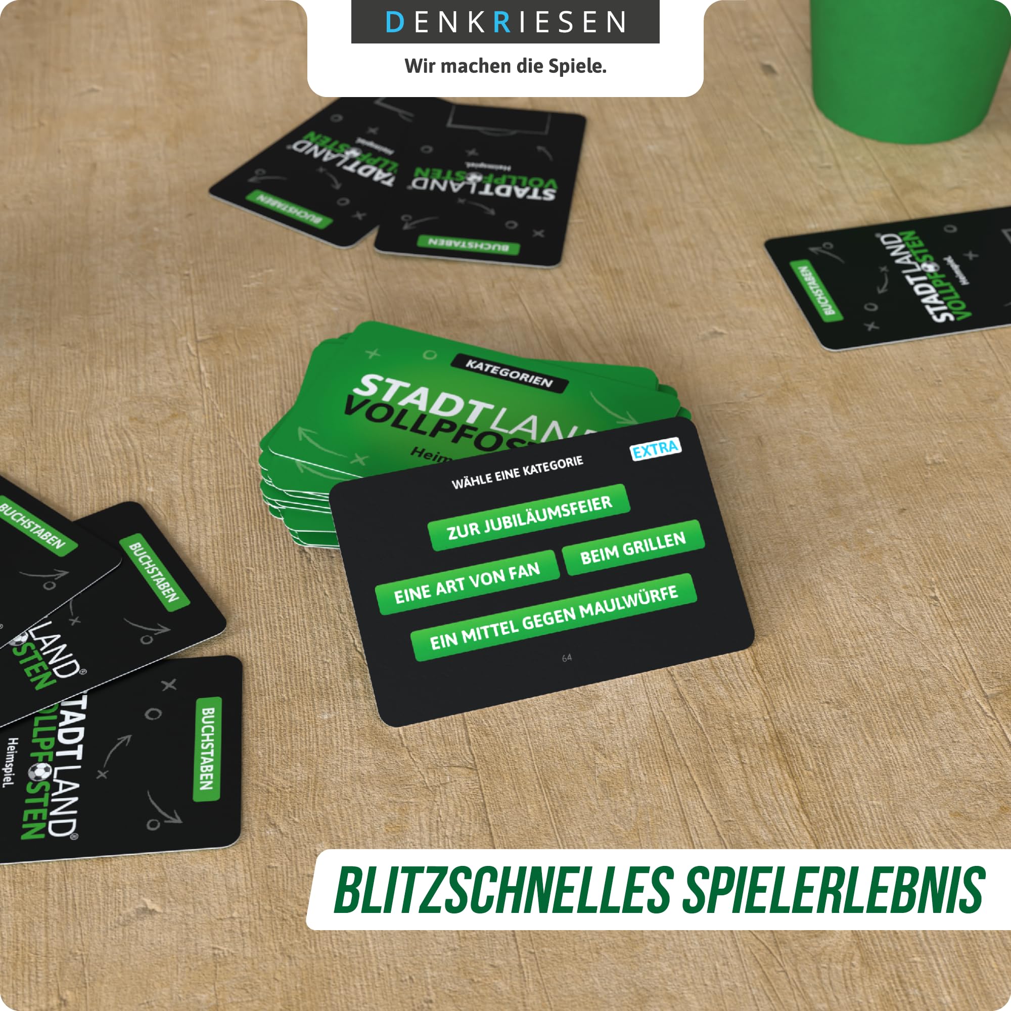 DENKRIESEN - Stadt Land VOLLPFOSTEN - Das Kartenspiel - Junior Edition: Kartenspiel mit 120 Karten : Denkriesen