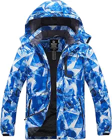 Jaqueta de esqui masculina impermeável à prova de vento, jaqueta de chuva quente de inverno com capuz