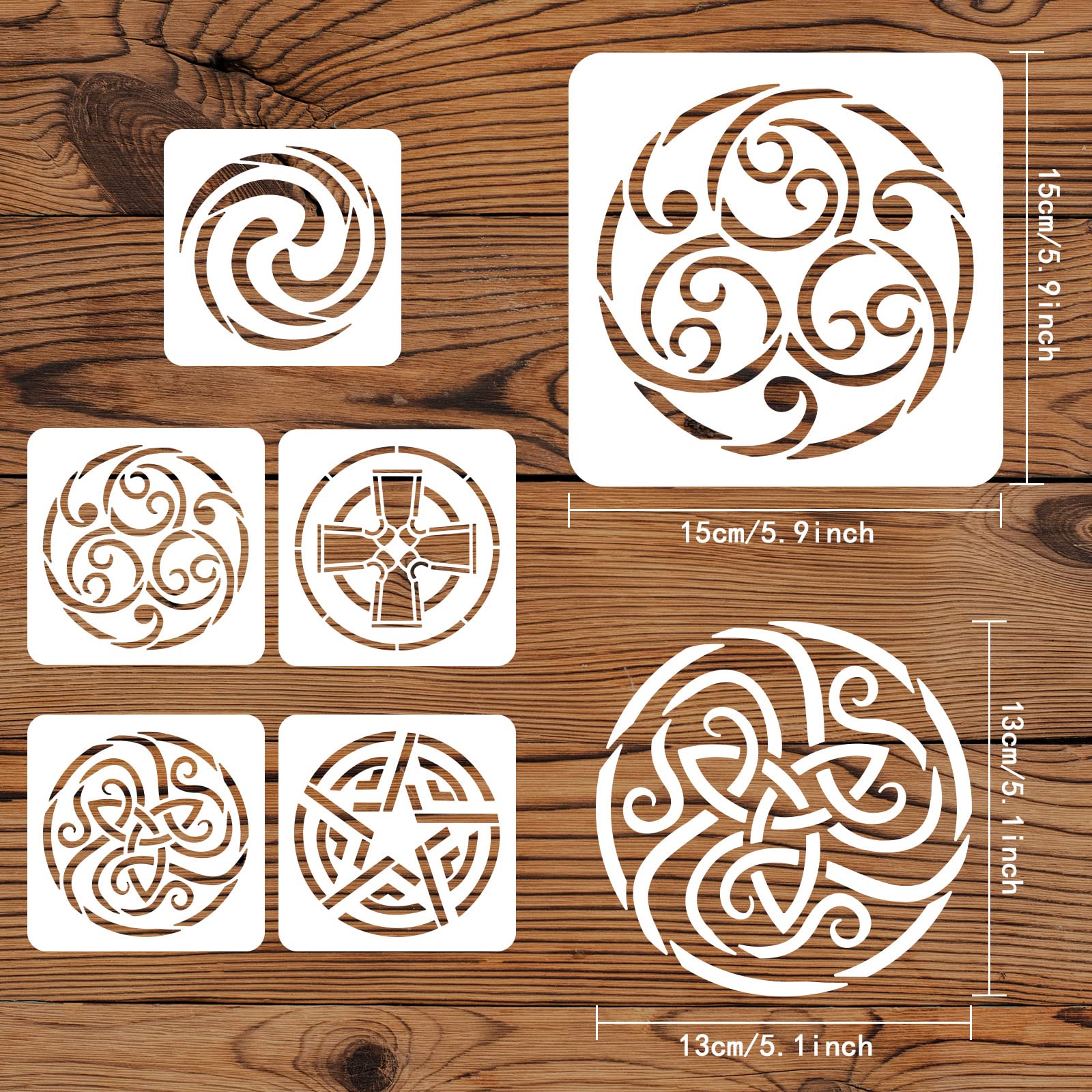 FINGERINSPIRE 5 pc Celtic Stencil 15x15cm Reusable Viking Celtic Knot Stencil for Painting on Wall Furniture, Wood and Paper - Image 2