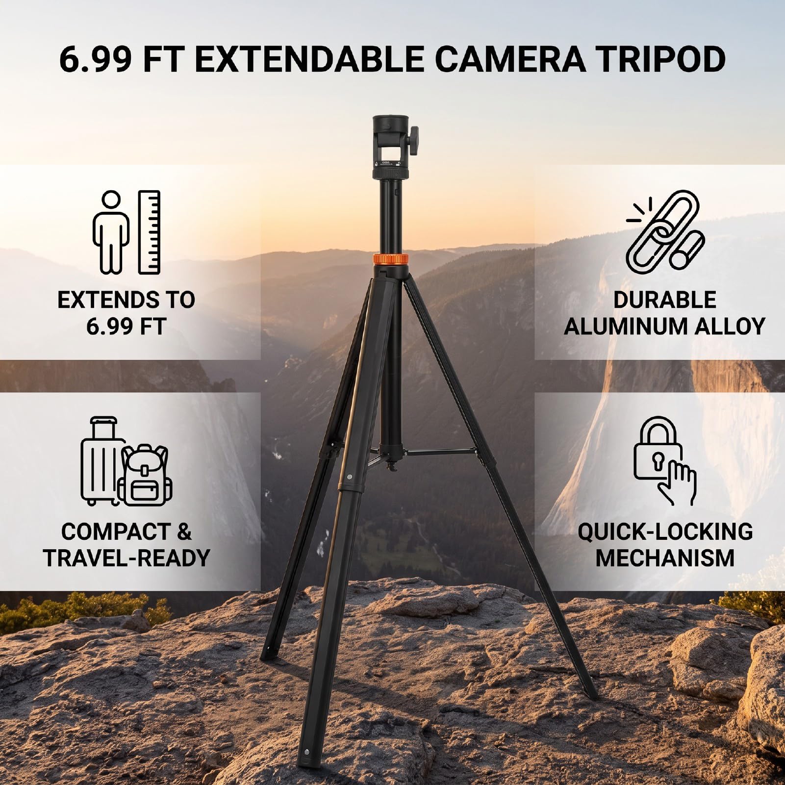 ASHATA Telefono DSLR da Viaggio con Treppiede per Fotocamera da 6,99 Piedi