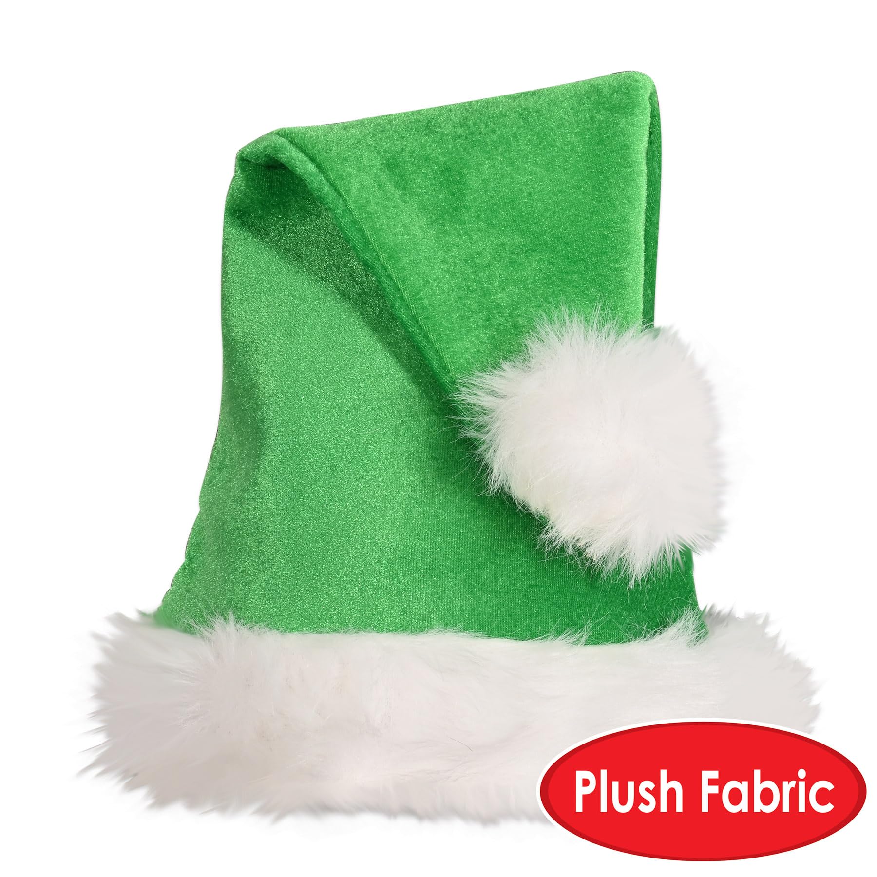 Beistle 2 sombreros de Papá Noel de tela de tamaño adulto para Navidad, suministros y recuerdos de fiesta, uno, verde/blanco