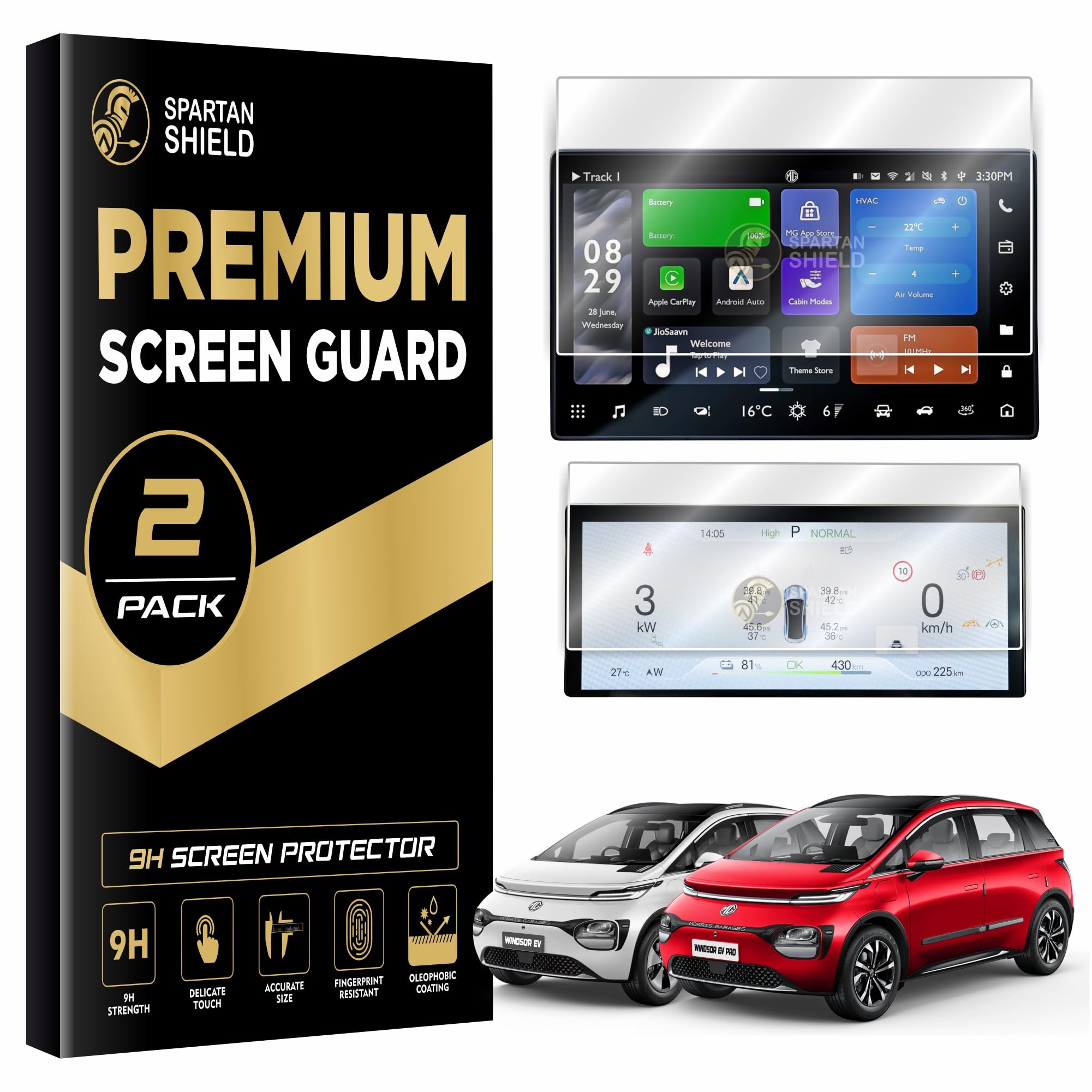 SCREEN GUARD COMBO For MG WINDSOR EV 2024 || EXCLUSIVE & ESSENCE || 15.6 INCH INFOTAINMENT + 8.8 INCH LCD INSTRUMENT CLUSTER PROTECTOR || Car 9H Accessories 2024 [Not Tempered Glass]