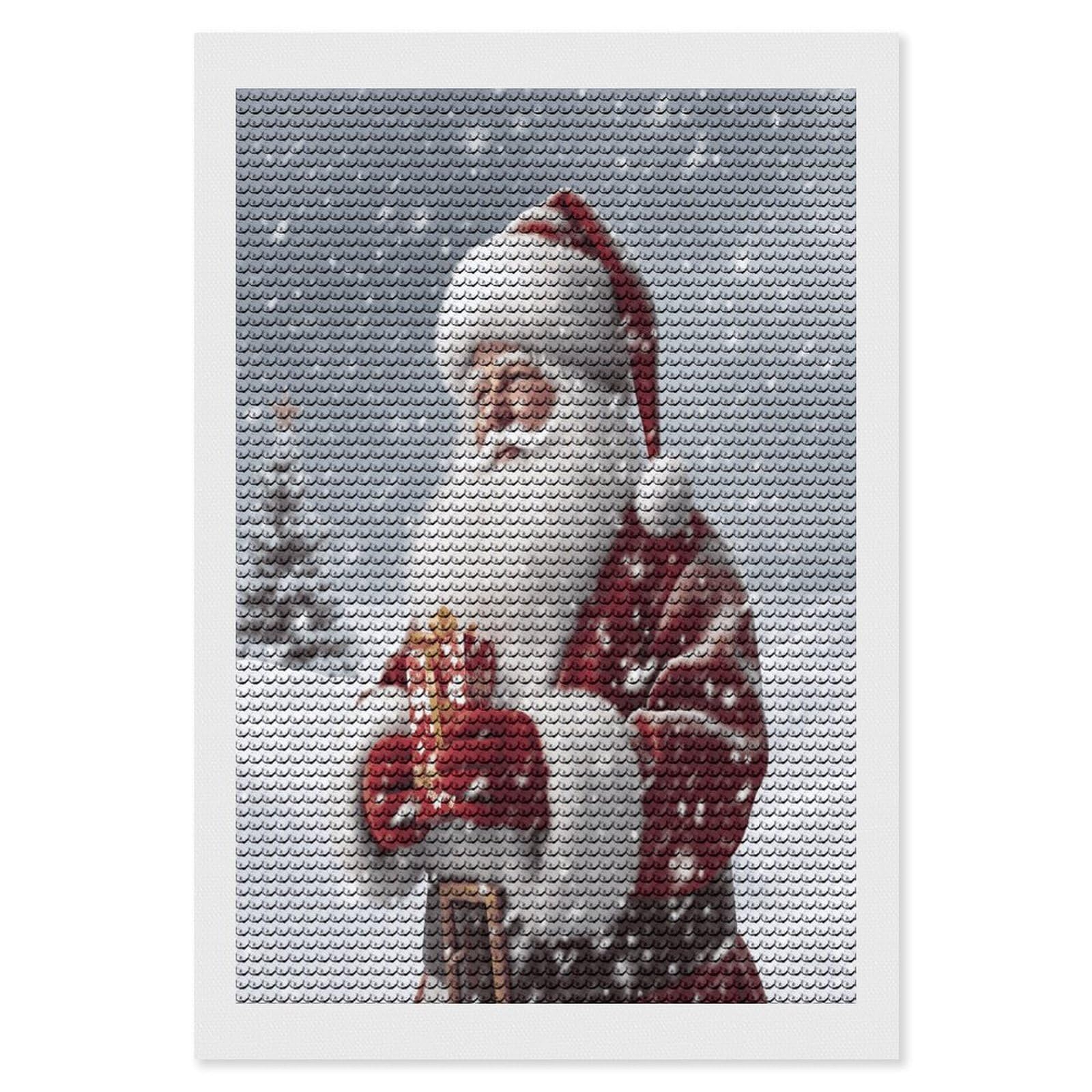 JTREHY Santa Claus Snow Secenry Diamond Art Kits Personalized DIY Round Diamond Painting Kits for Beginner Full Drill Diamonds Dots Paintings for Adults Gem Art Crafts Home Decor