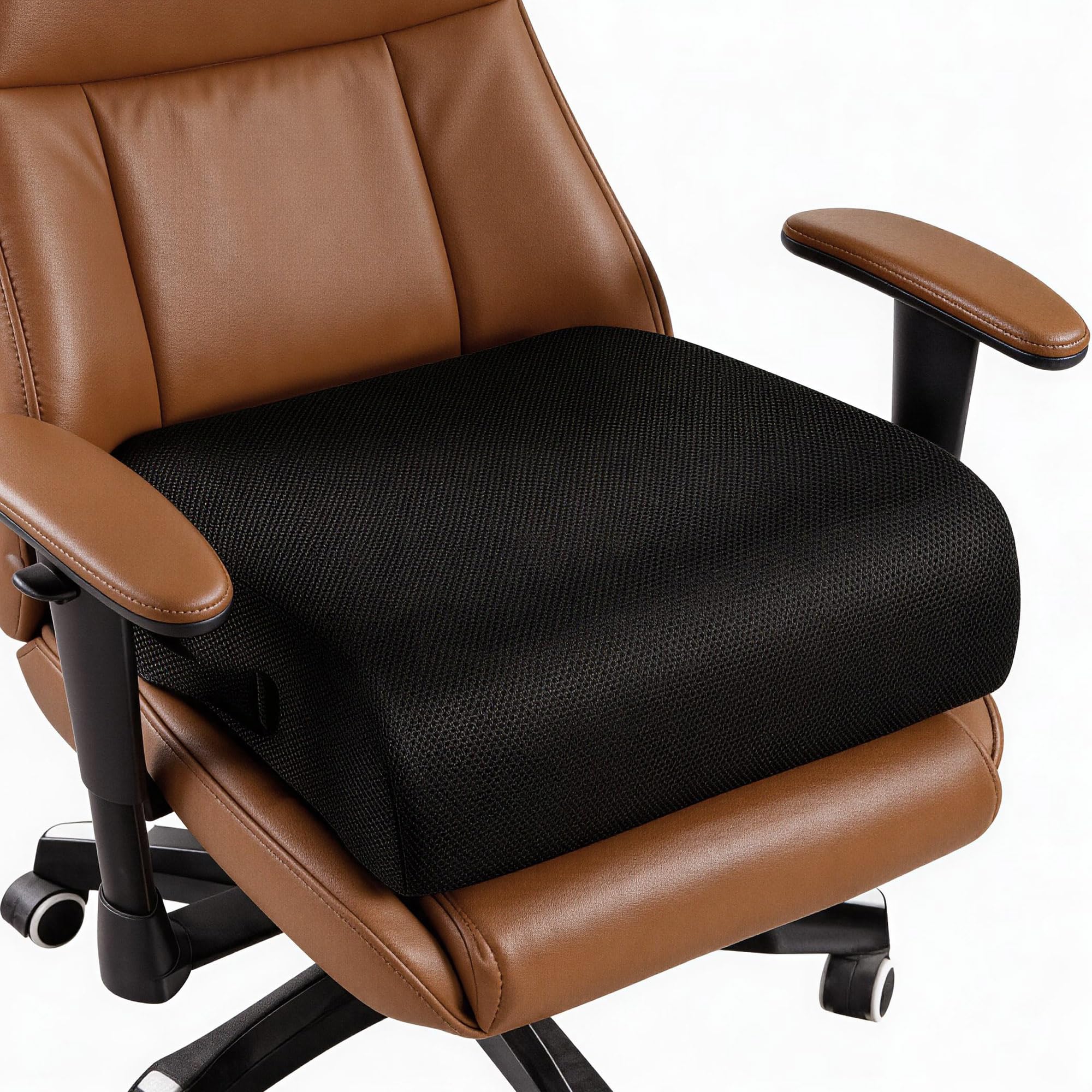 TOPROUD Extra Thick Office Chair Booster Seat Cushion, Memory Foam Chair Cushion for Desk Chair, Ergonomic Seat Pad for Back, Hip & Tailbone Pressure Relief with Handle, Black 45.7 x 35.6 x 15.2 cm