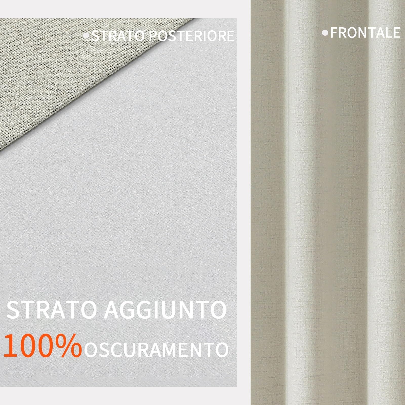 Tende Oscuranti In Lino YoungsTex – 2 Pannelli Beige, 150x200 Cm, Con Fodera Termica E Occhielli, Per Camera Da Letto E Soggiorno - 4