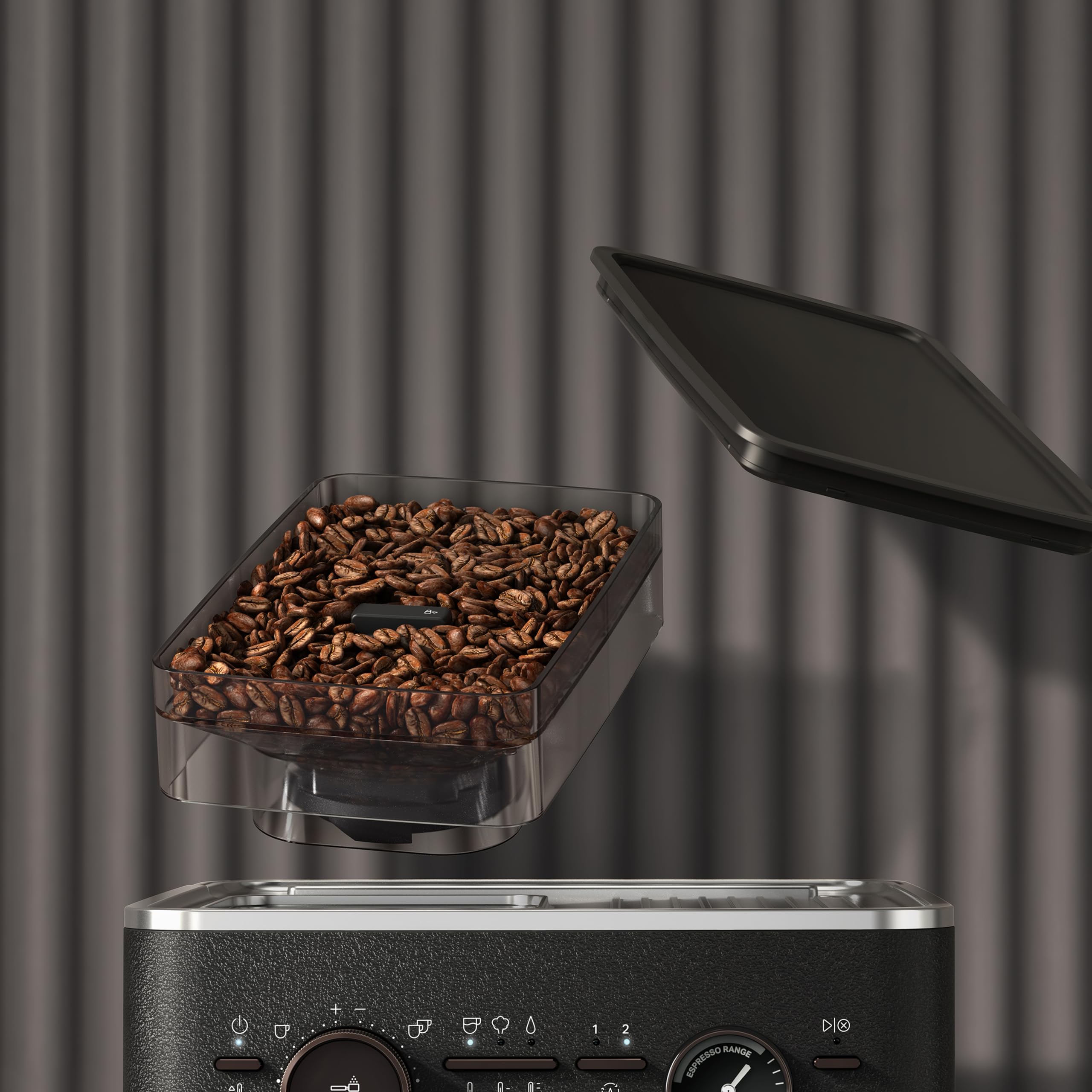 KitchenAid Machine a Café Grain - Machine à expresso semi-automatique - Machine Expresso et Cappuccino avec broyeur à café conique intégré - pot à lait 355 ml - Truffe noire