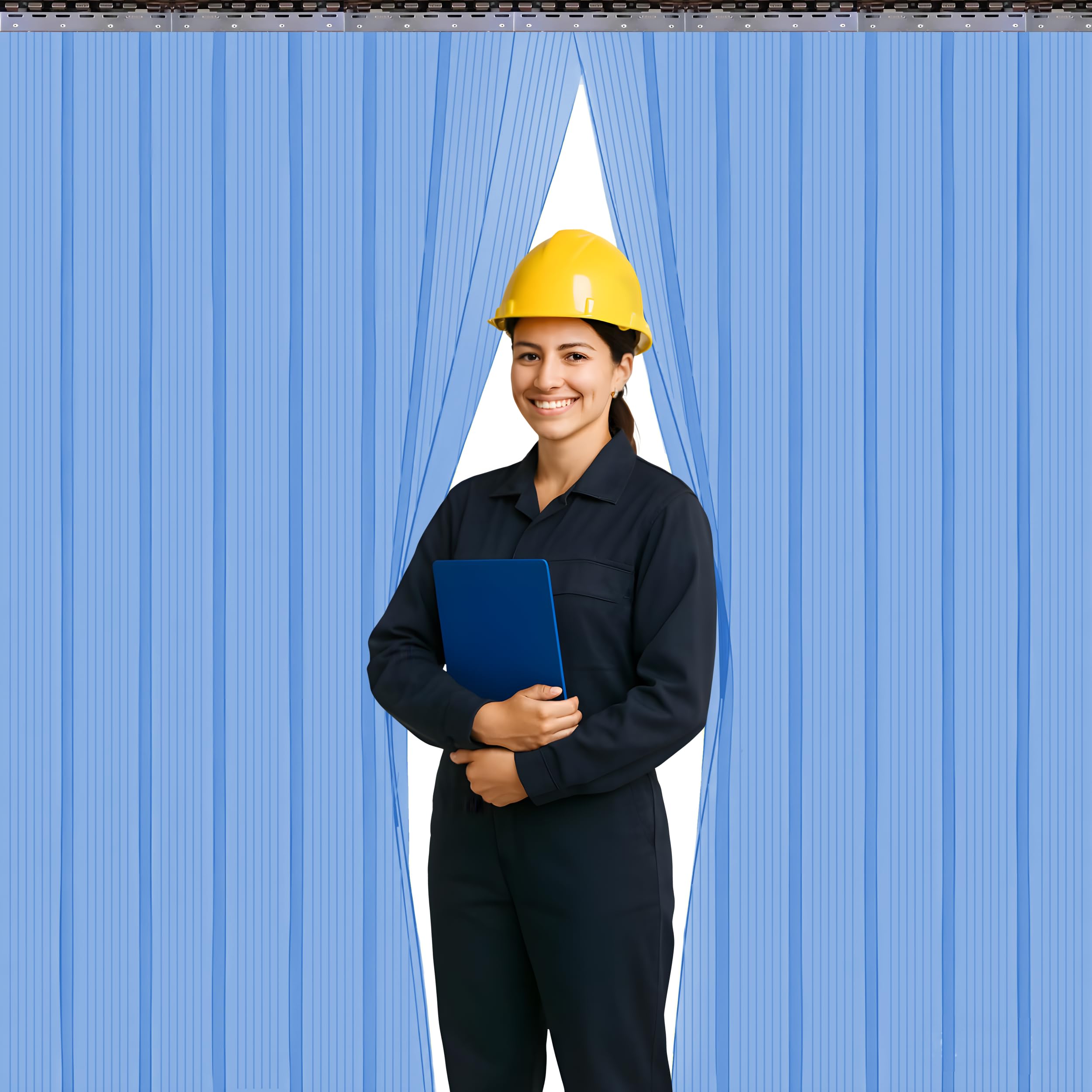 Ribbed Blue PVC Strip Curtain 72" Width x 84.2" Height - Walk-in Cooler and Freezer Door Strips Plastic Vinyl Warehouse Flap Doors for Temperature Management Anti-Scratch Door Curtain AP1474