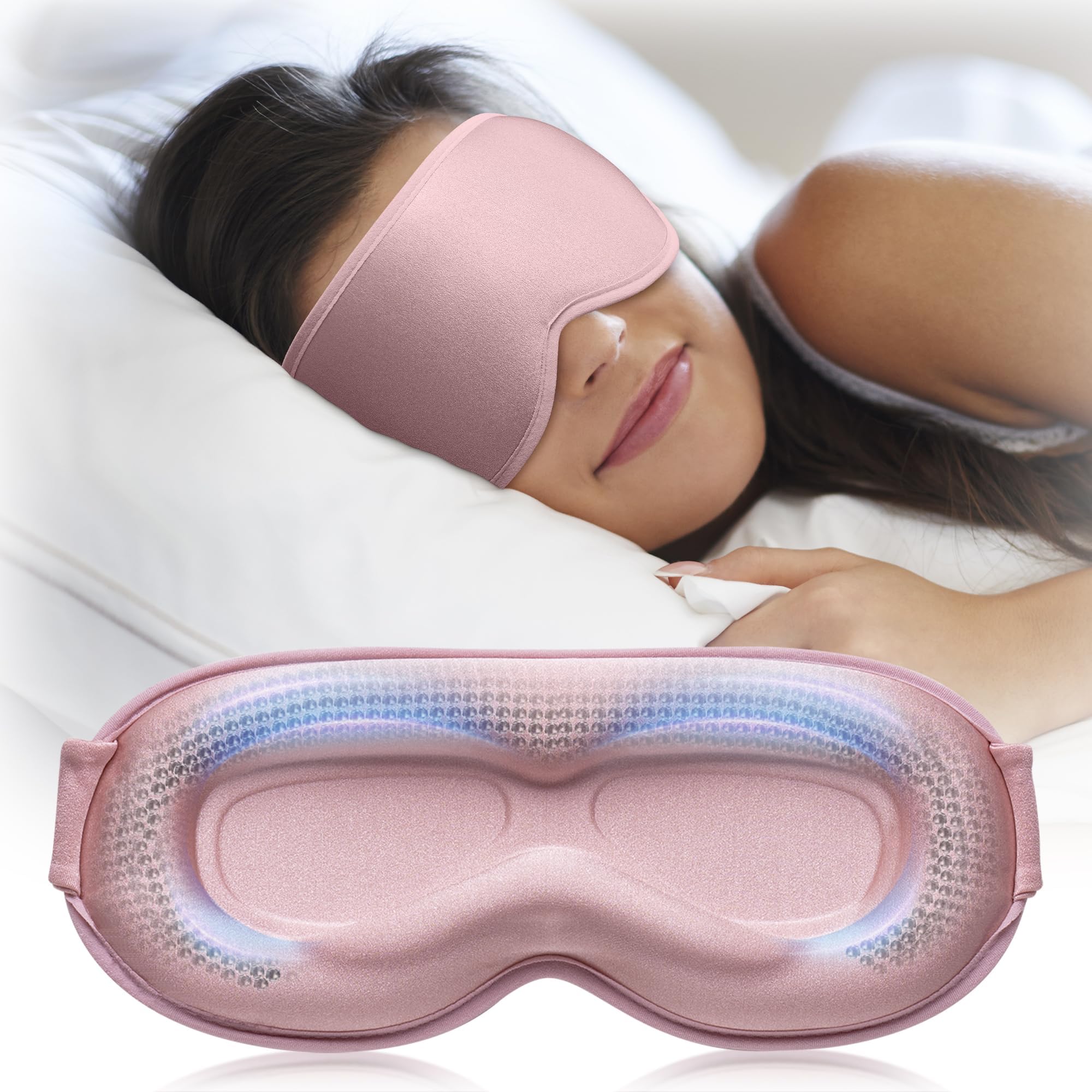 3D Weighted Sleep Mask for Women: 100% Light Blocking - Night Shift Nurse Essentials, Road Trip Travel & Long Flight, College Dorm Essentials for Girls - Lash-Friendly, Zero Eye Pressure, Pink