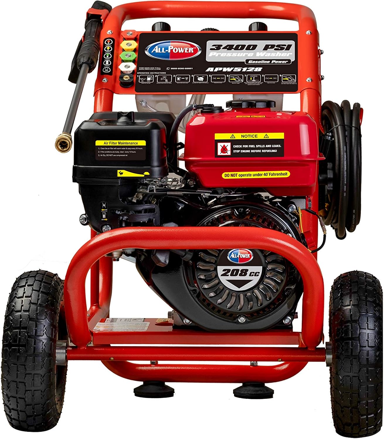 All Power, APW5128 Pressure Washer 3400 PSI, 2.6 GPM JD Engine 7 HP 208cc