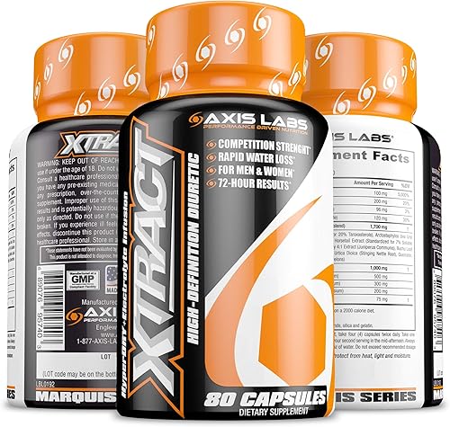 Axis Labs Xtract diurético de alta definición Pérdida rápida de agua Reduce la hinchazón Fuerza de competencia para hombres y mujeres Modelos