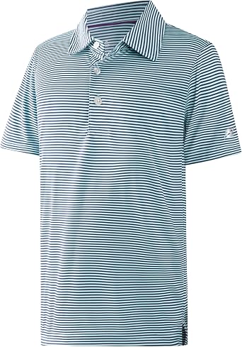 Boys Polo Shirts Short Sleeve Striped Performance Moisture Wicking Dry Fit Golf Shirts for Boys Youth Kids