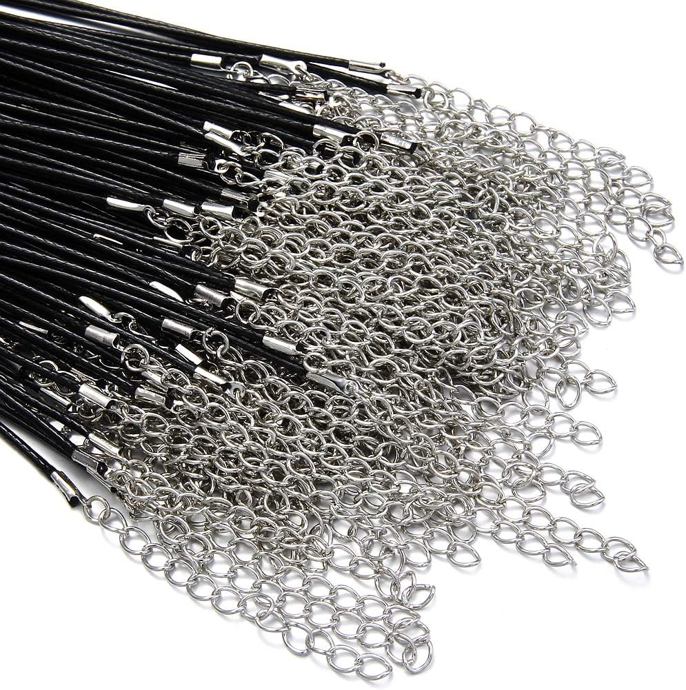 60Pcs Waxed Necklace Cord Bulk for Jewelry Making,Necklace Rope String with Clasp for DIY Bracelet Pendant,Black(18 Inches and Thickness 1.5mm), PS-Black - Image 3
