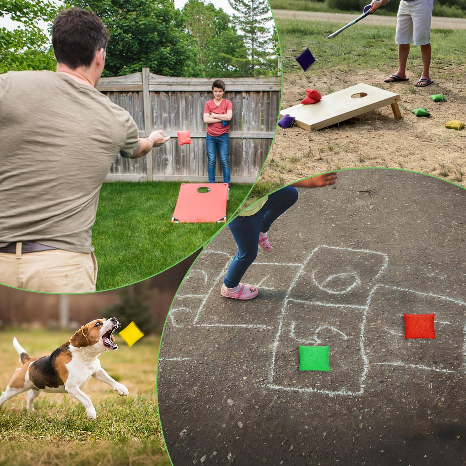 Bellanova 10 Stück Cornhole Säckchen, 10×10 cm Wurfsäckchen 80 g, Leichte Sandsäckchen Doppelt Verstärkt, für Indoor und Outdoor Freizeitspiele