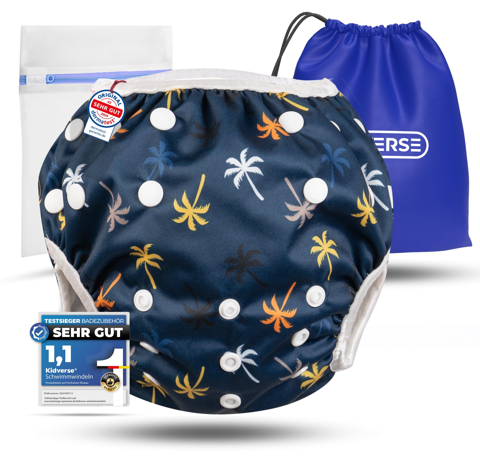 KIDVERSE Baby Swim Nappy Aged 0-3 Years - Reusable Nappies - Skin-Friendly & Highly Absorbent Swim Nappy - Baby Swimming Nappies with Pocket & Laundry Bag