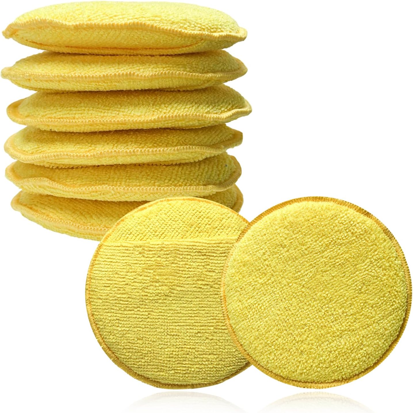 8PCS Microfiber Wax Applicator Pads, 5 Inch Round Car Wash Sponge Cleaning Tools with Finger Pocket, Scratch-Free Ultra-Soft Foam Bulk for Fine Polishing Detailing Waxing (Royal Blue)