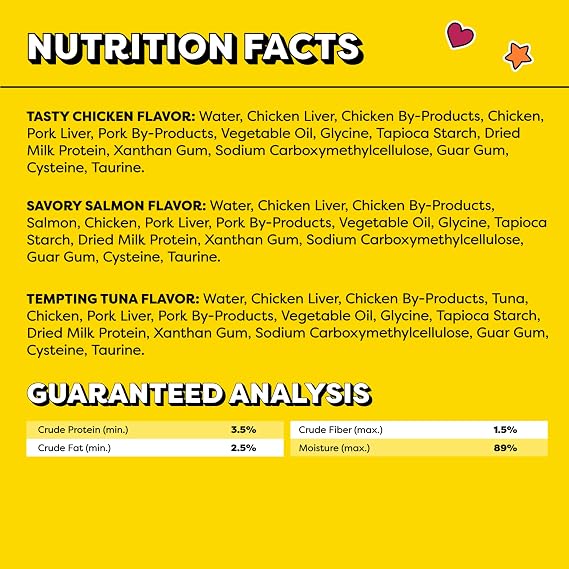 Temptations Creamy Puree Cat Treats, Chicken, Salmon & Tuna, 72 Count