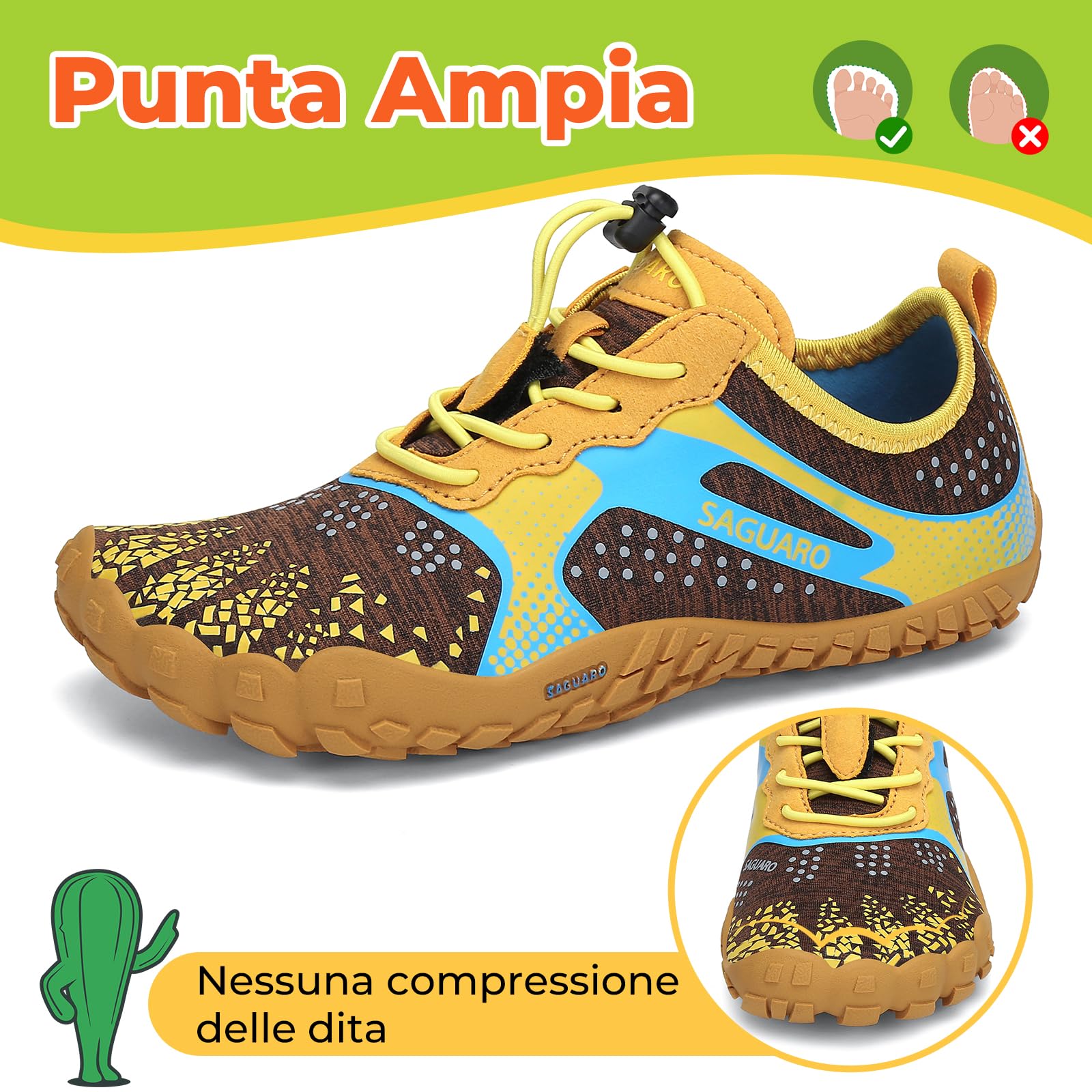 SAGUARO Barefoot Shoes Bambini Traspiranti Scarpe Barefoot Ragazzi Ragazze Scarpe Minimaliste Gr.24-36