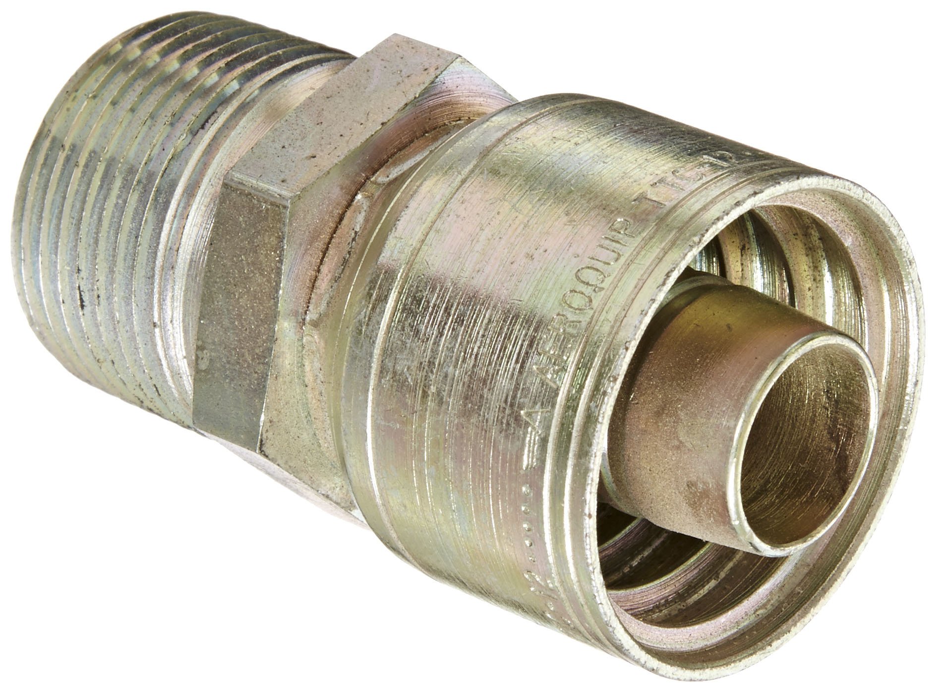 Aeroquip 1AA16MP12 Carbon Steel Global TTC (Thru the Cover) Crimp Hose Fitting Male Pipe, Straight, 3/4