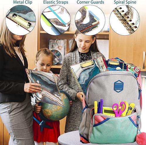 Miniatura 6 de QISTOQI Portapapeles en espiral con bloc de notas forrado recargable para tamaño de letra (11 x 8.5 pulgadas), portapapeles de tapa dura con 5