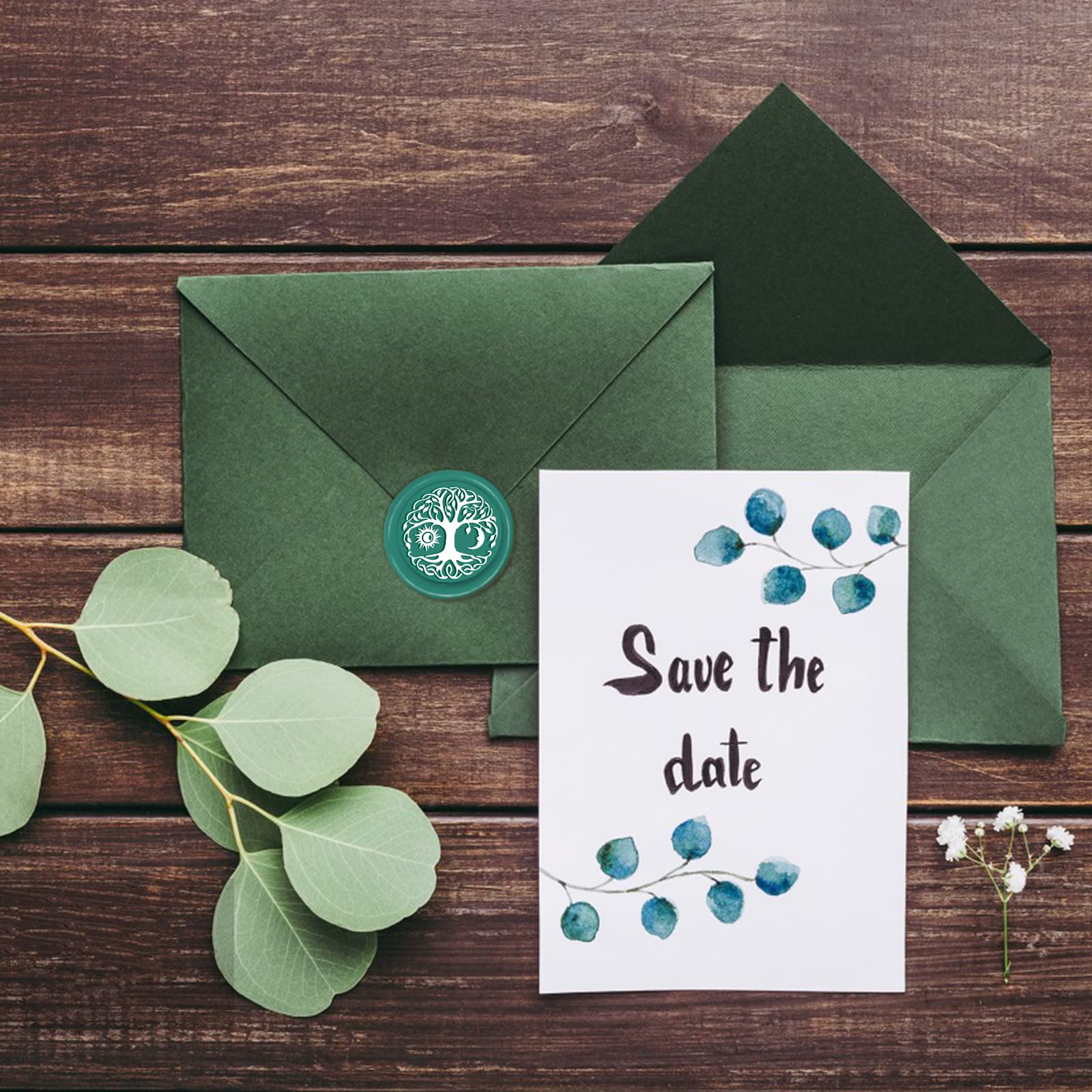 Timbro Sigillo Cera Albero Della Vita 30mm - Testa Ottone Rimovibile Con Manico Legno - Per Inviti E Regali - Foto 7