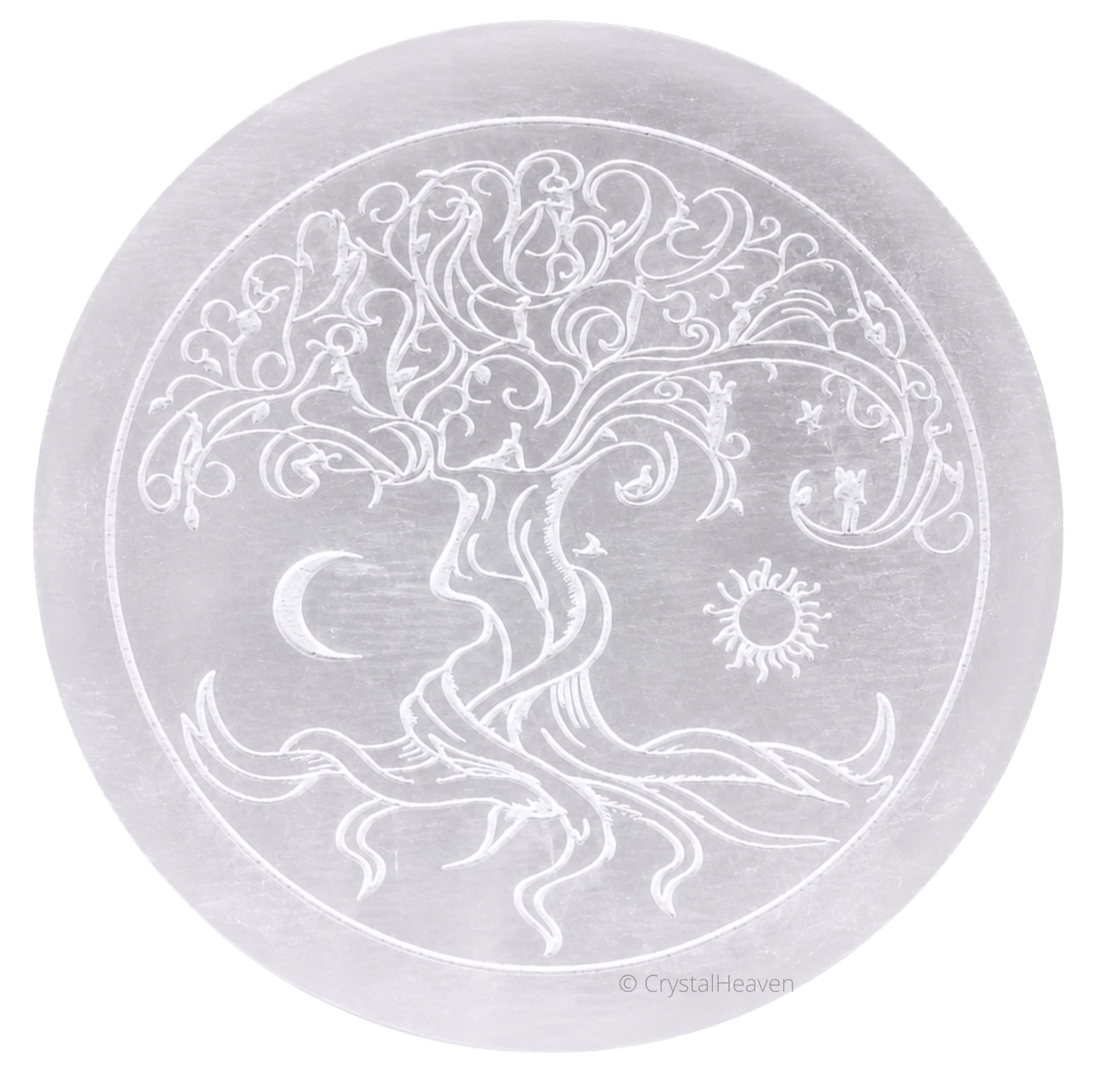 Certified Selenite Crystal Charging Plate, 4 Inch Engraved Tree of Life Selenite Plate for Crystal Cleansing Re-Energy Work, Meditation and Pooja-image-39