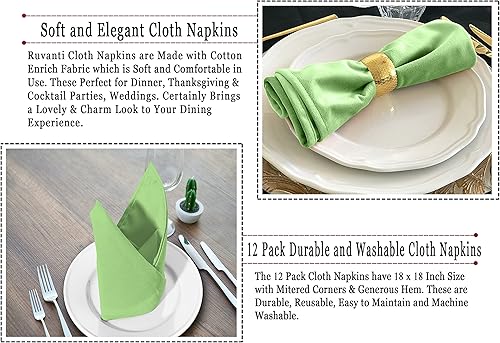 Vista 152 de Ruvanti Servilletas de algodón 12 unidades, servilletas de tela suaves y cómodas, servilletas de lino de calidad hotelera de lujo – Servilletas