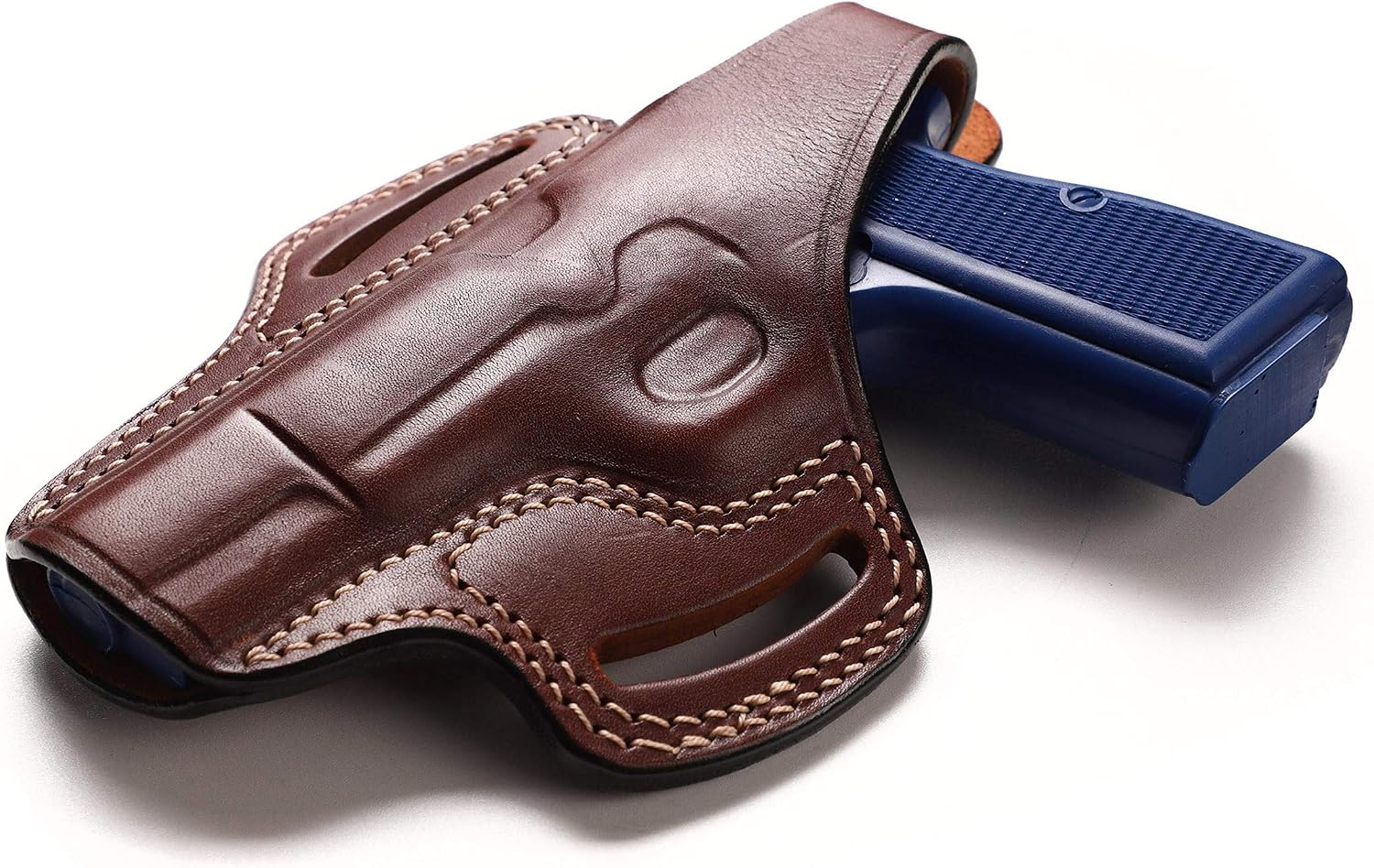 Pusat Holster Premium Leather Thumb Break Belt Holster for Browning Hi Power Right-Left Hand Black-Brown