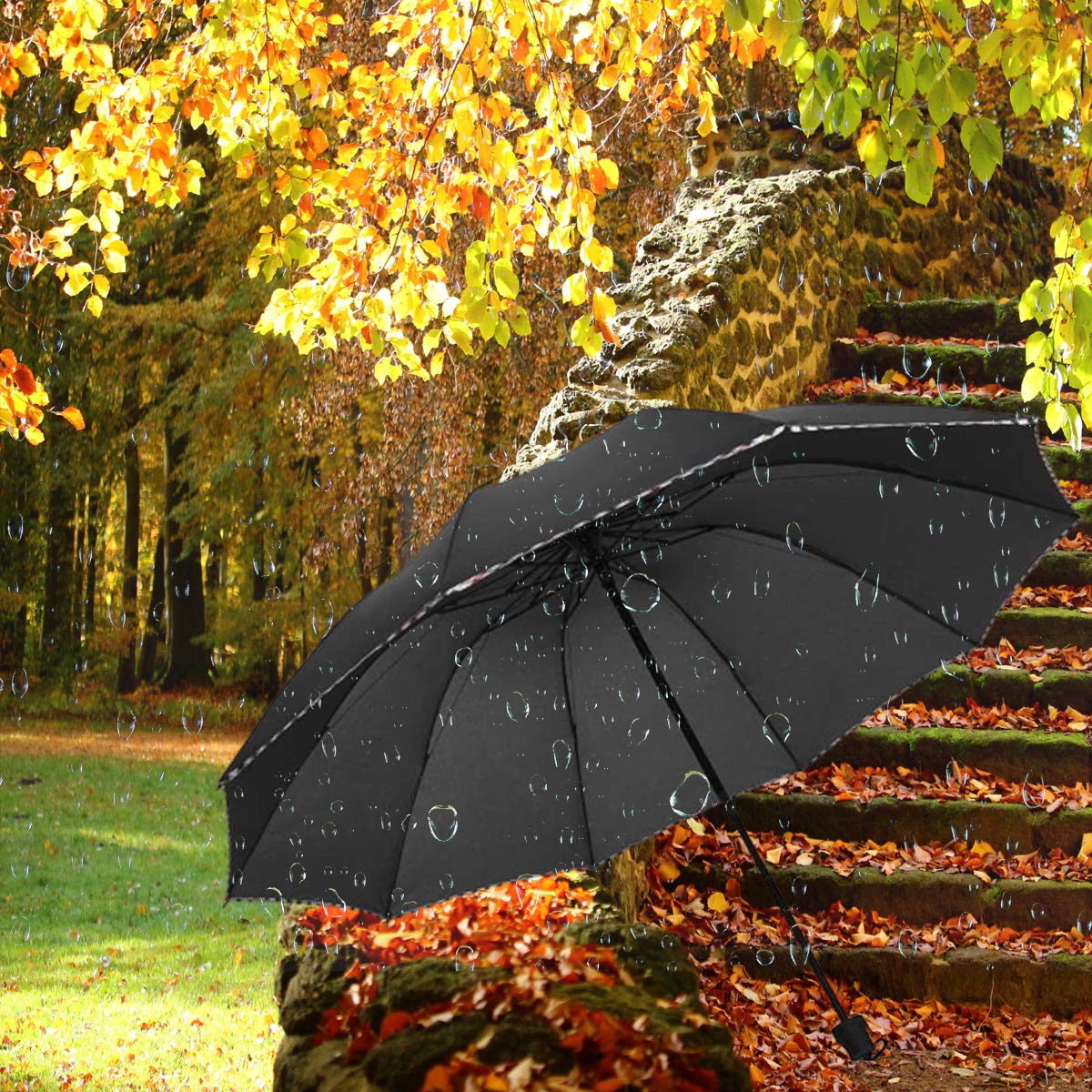 KEKEMI 3 Fold Manual Plain Sun & Rain Umbrella for Men & Women (Pack of 2) 4