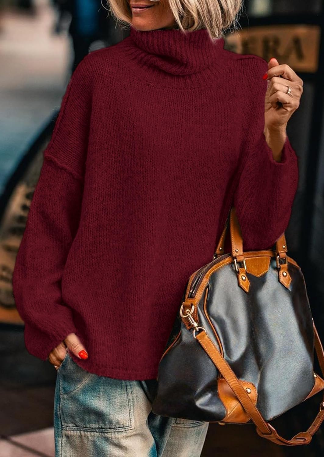 PRETTYGARDEN Womens Turtleneck Long Sleeve Sweater 2025 Fall Trendy Loose Fit Knit Tops Oversized Pullover Sweaters - Image 5