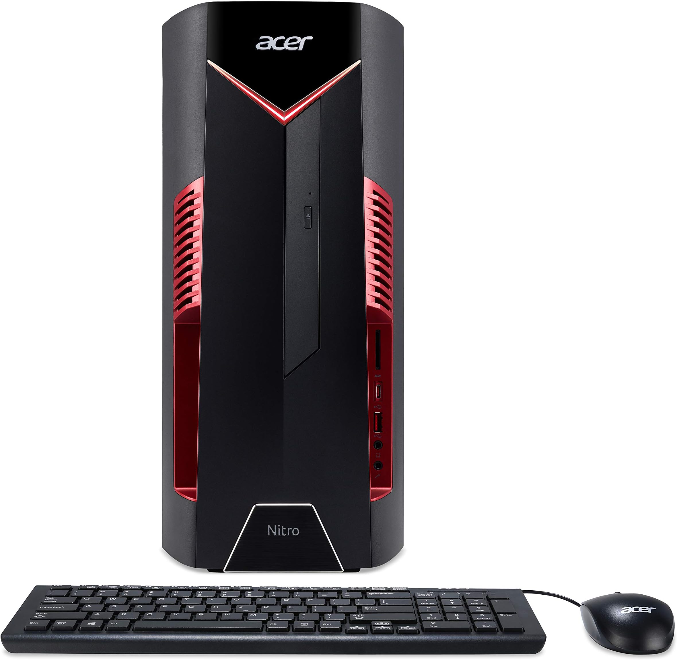 Acer Nitro N50-600 Gaming PC - (Intel Core i5-9400F, 8GB RAM, 1TB HDD, Nvidia GeForce GTX 1650, DVD/RW,USB Keyboard and Mouse, Windows 10, Black/Red)