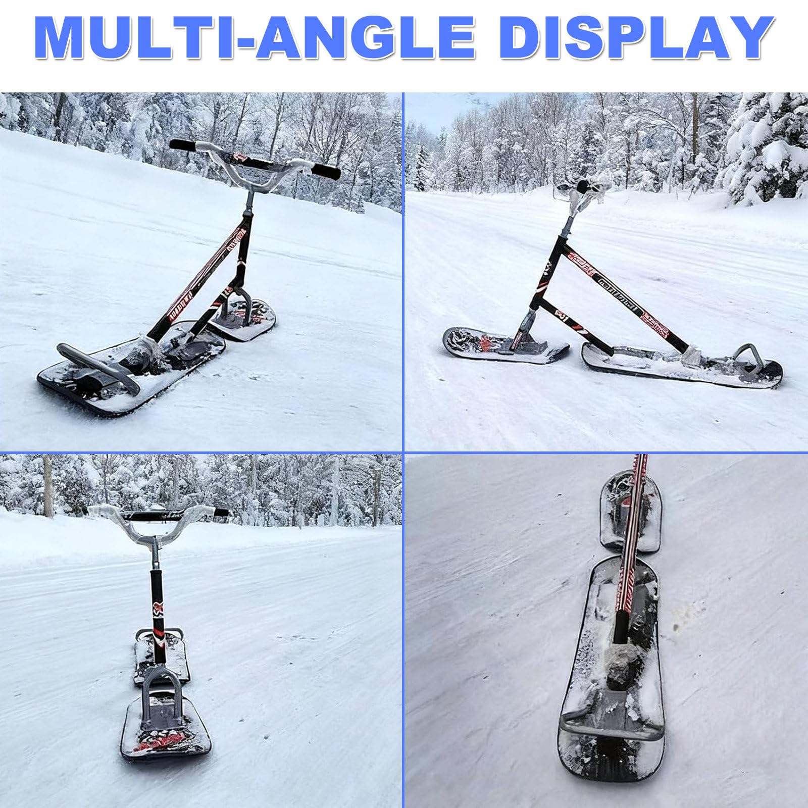 Snowboard/Scooter Da Neve Leggero: Design Con Doppio Sci Girevole A 360°, Impugnature Sicure E Antiscivolo, Adatto Per Snowboard, Sport Invernali, Attività In Giardino E All'aperto. woodcolor