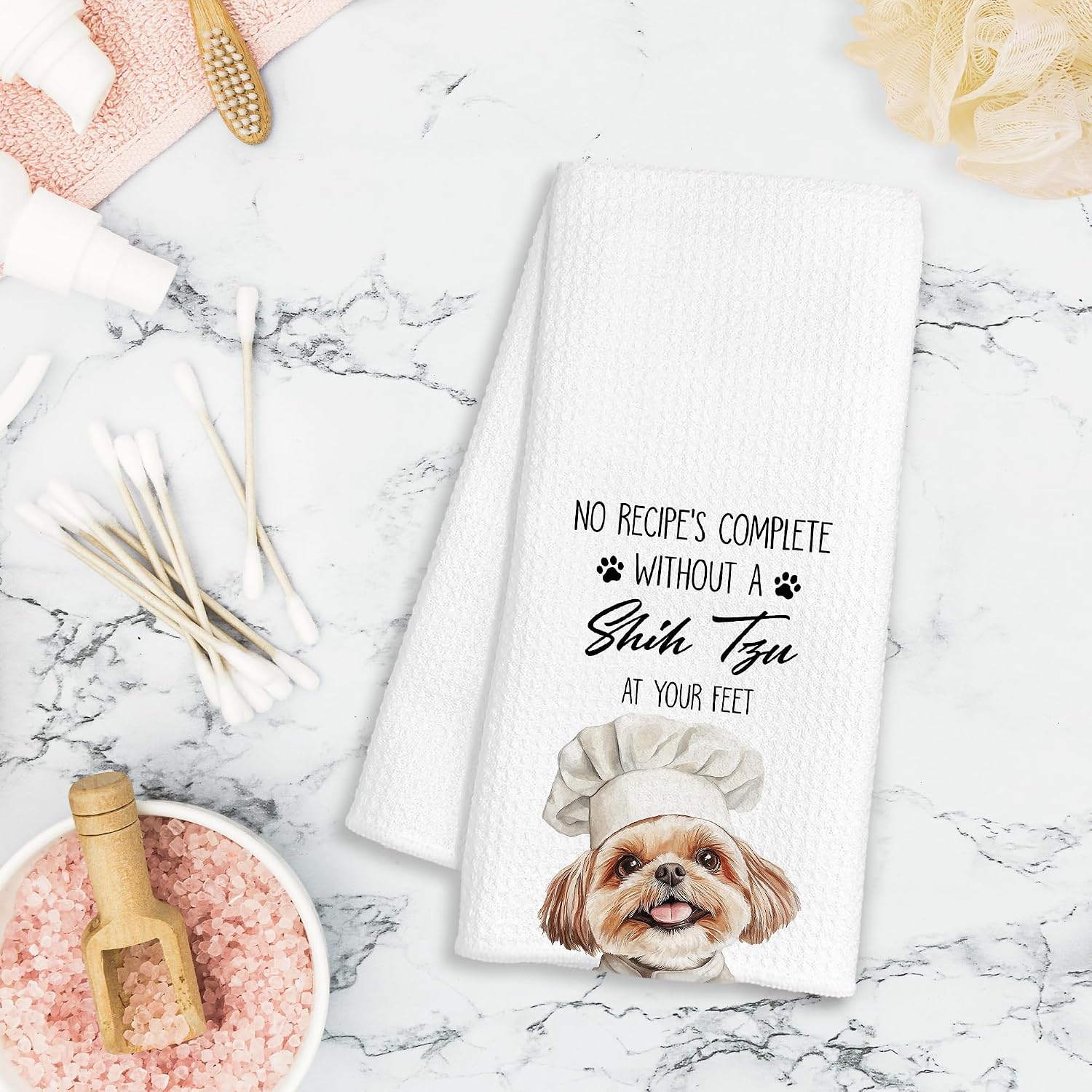 Shih Tzu Gifts Kitchen Towels Decorative, Shih Tzu Gifts for Women Dish Tea Towels for Kitchen Drying, Dog Mom Pet Lovers Hand Towels for Bathroom Decor, 16x24 Inch image 2