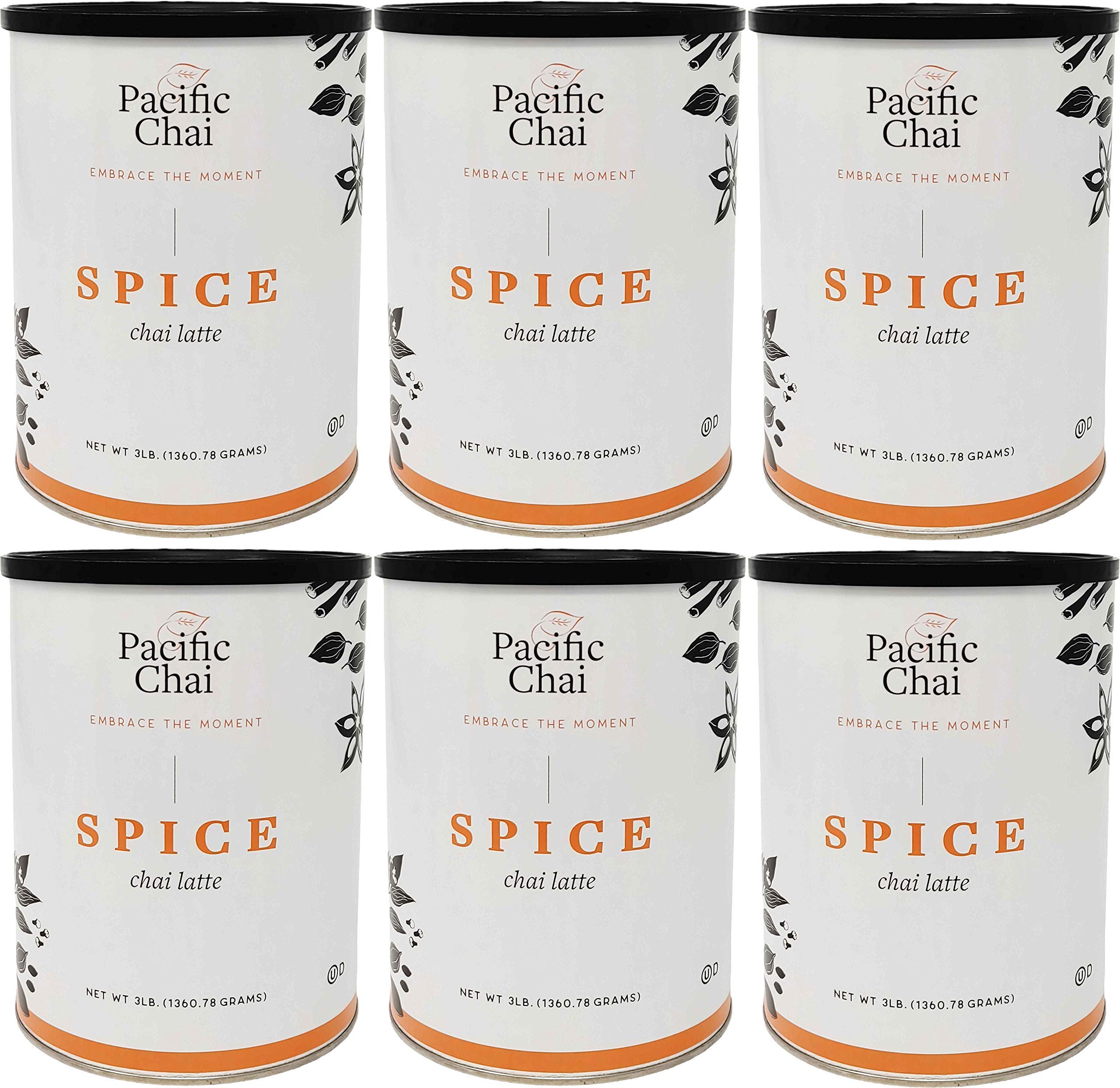 Pacific ChaiSpice Chai Latte Powder Mix, Instant Hot, Iced or Blended Chai Tea Latte, 3 lb (Pack of 6)
