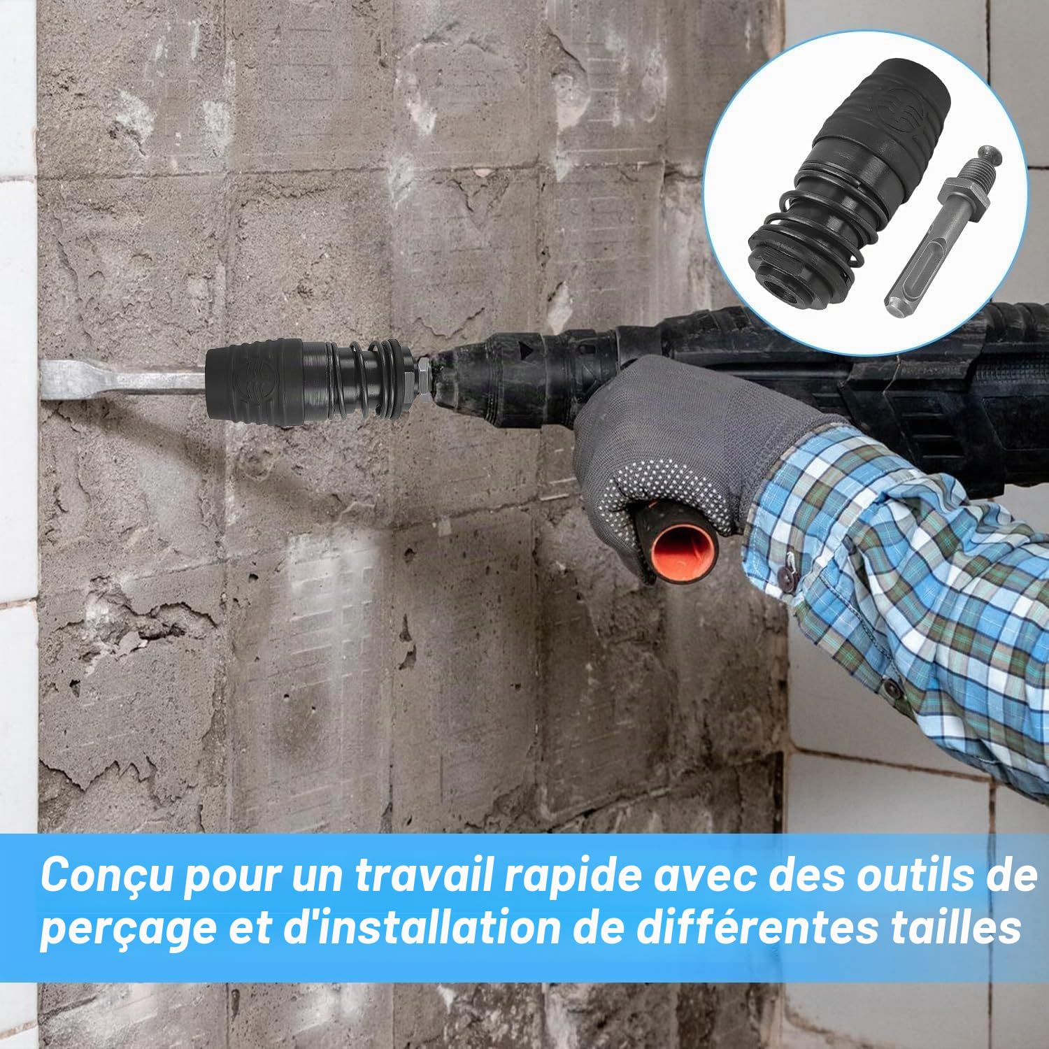 Mandrin SDS Max SDS Plus, Adaptateur SDS Plus SDS Max, Perforateur SDS Max, Outil Rapide de Conversion de Mandrin pour Tous les Forets SDS - Performance Supérieure et Changement Rapide et Facile