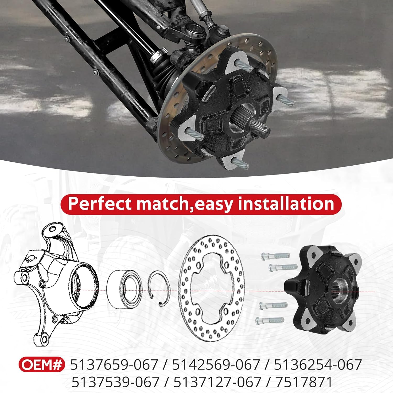 JAVIK Front Wheel Hub Stud Compatible with Polaris Ranger 800 Diese-l 900 700 ACE 570 900 OEM# 5137127-067 5137659-067 5142569-067 5136254-067 5137539-067 7517871