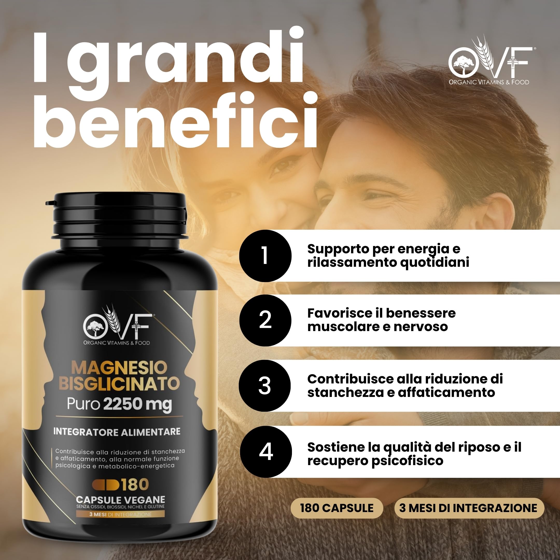 MAGNESIO BISGLICINATO PURO 180 Capsule da 450 mg | 3 Mesi di Integrazione | Supporto per Muscoli e Sonno Integratori Stanchezza Puro Alta Biodisponibilità Vegano