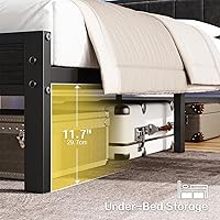 Vista 6 de OLEVS Base de cama individual con luces LED y salidas USB, cama individual de plataforma con cabecera de almacenamiento, no necesita somier, fácil