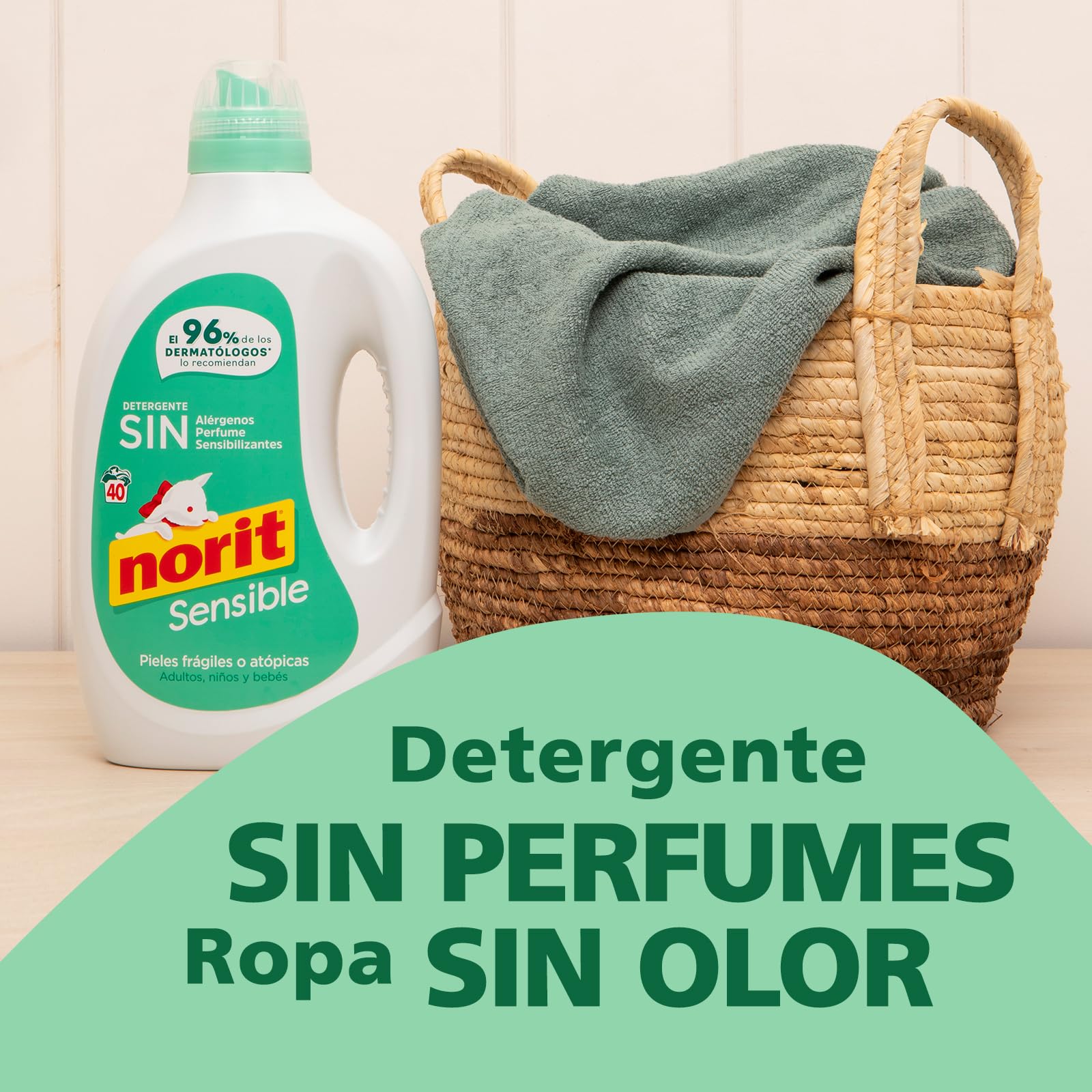 NORIT Sensible - Detergente Líquido Hipoalergénico sin perfume, para Pieles Sensibles y Atópicas, Apto para Adultos, Niños y Bebés, Pack de 3 X 2120 Ml, 6360 Mililitros