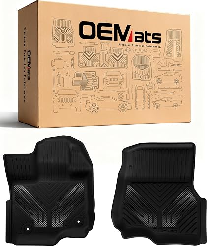 2-Piece Front TPE Floor Mats for Ford F-150 2015-2026 F150 Lightning 2022-2025 | Carbon Fiber Wing Design | Heavy Duty All-Weather Protection