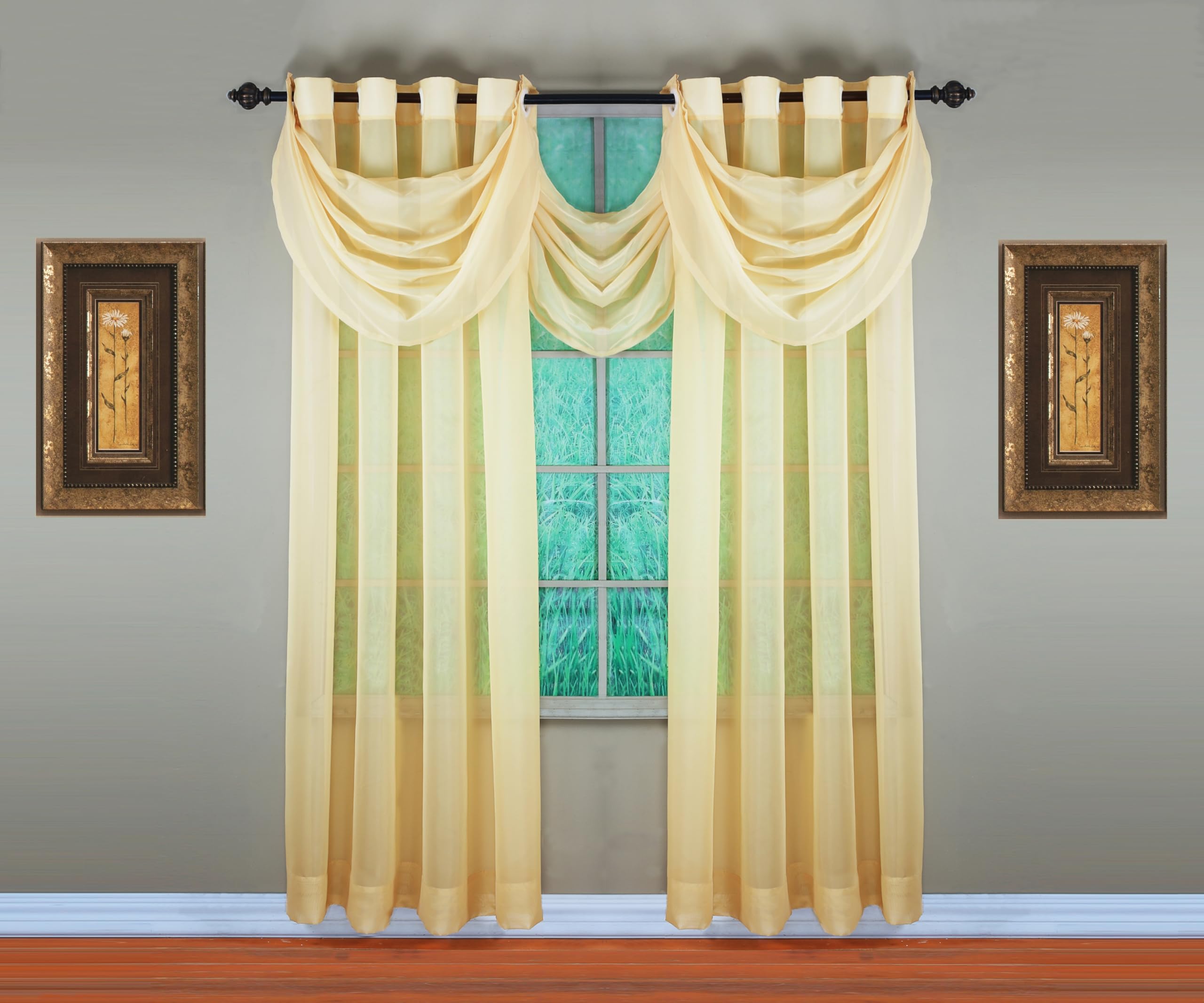 Today's Curtain, Emelia Grommet Sheer Panel 84" Gold, 59" W x 84" L