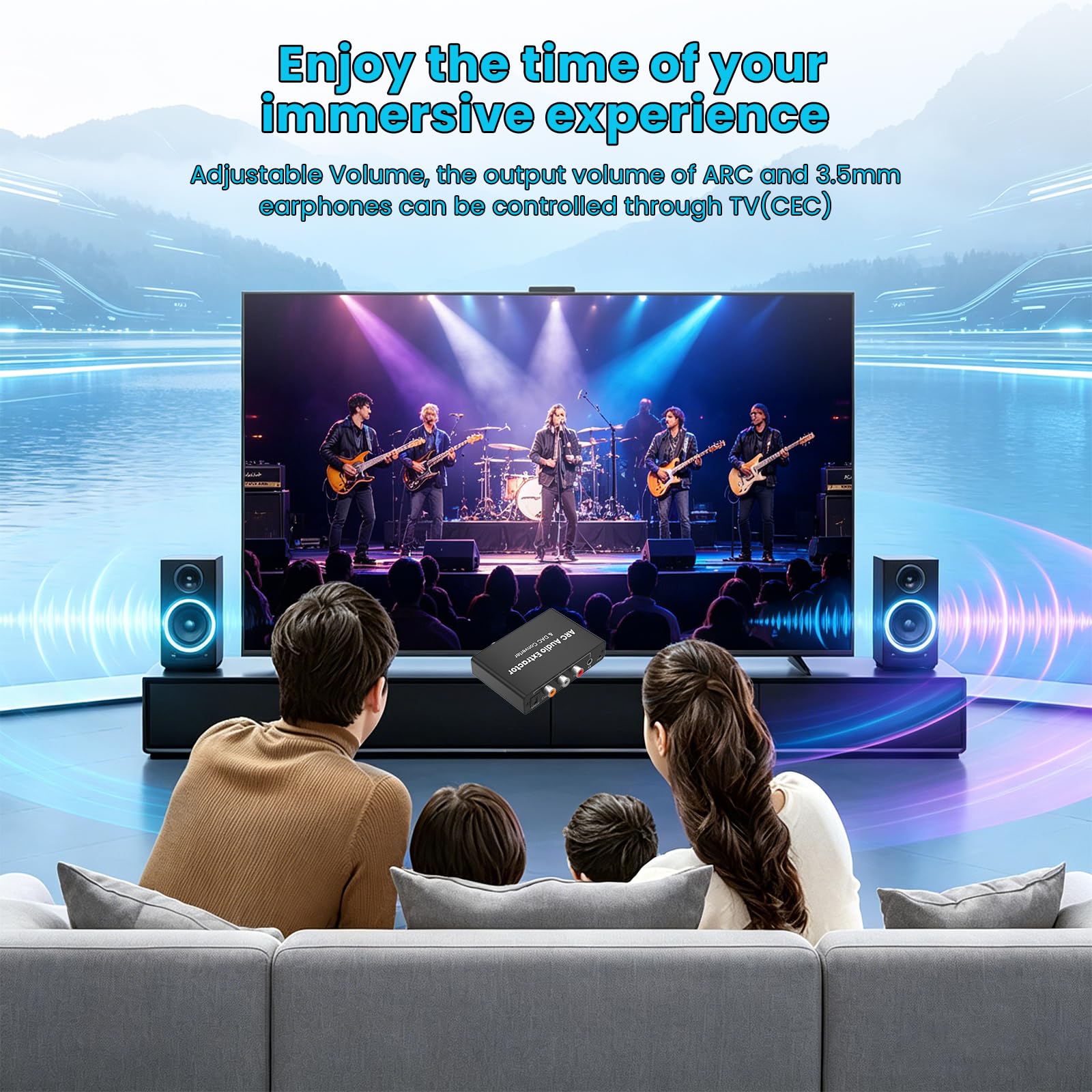 Extractor de Audio Multifuncional HDMI ARC, HDMI ARC, Fibra Optica, Concéntrica, 3 Métodos de Entrada Conectados, adecuado para Amplificadores, Auriculares, Sistemas de Cine en Casa, etc.