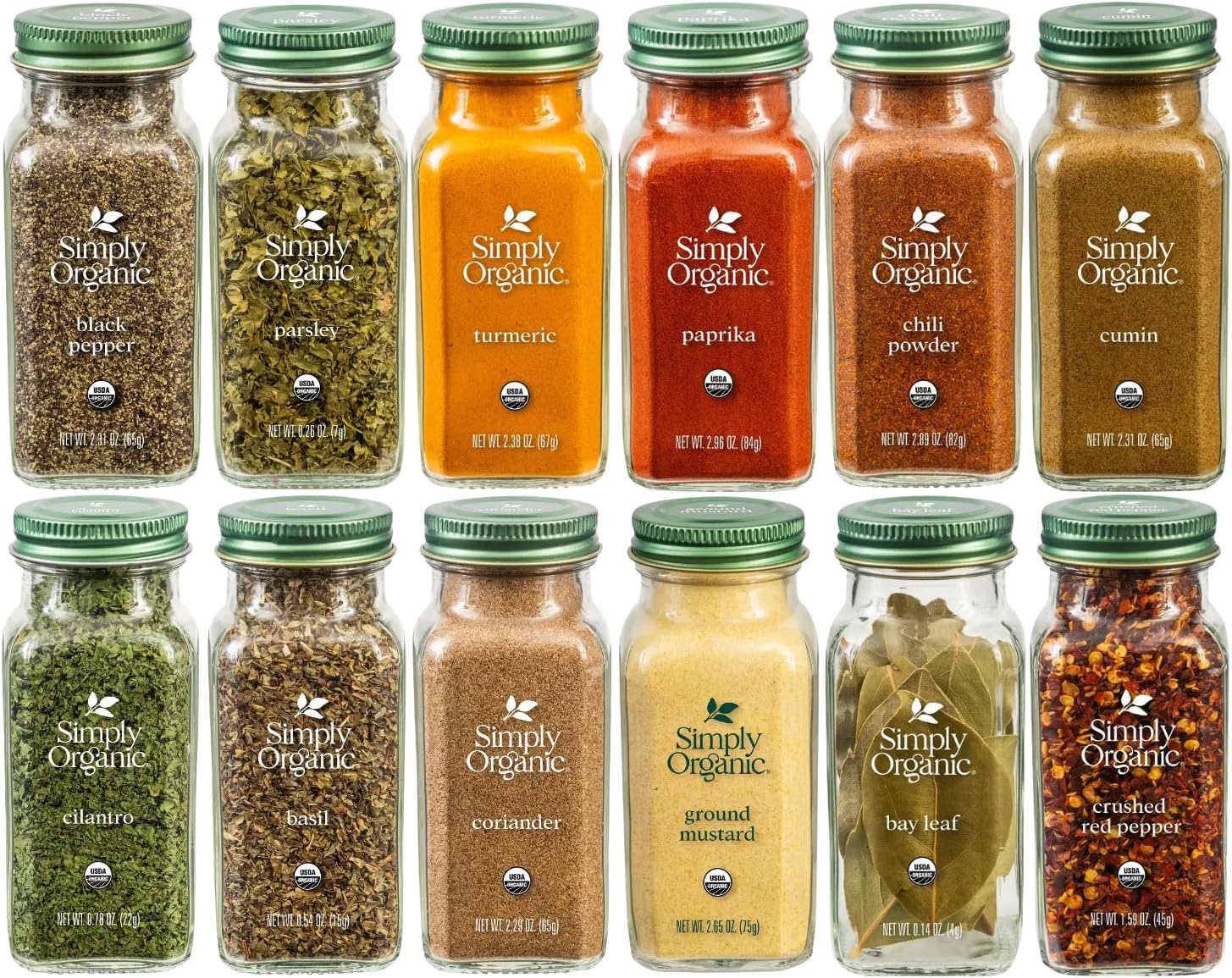 Simply Organic Top 12 Spice Set Bundle with Spices and Seasonings, Paprika, Black Pepper and Spices (12 Items)