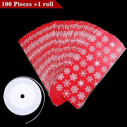 Miniatura 2 de 100 bolsas de celofán para golosinas de Halloween o para Navidad, bolsas de plástico OPP con cinta para amarrar para Halloween o Navidad,